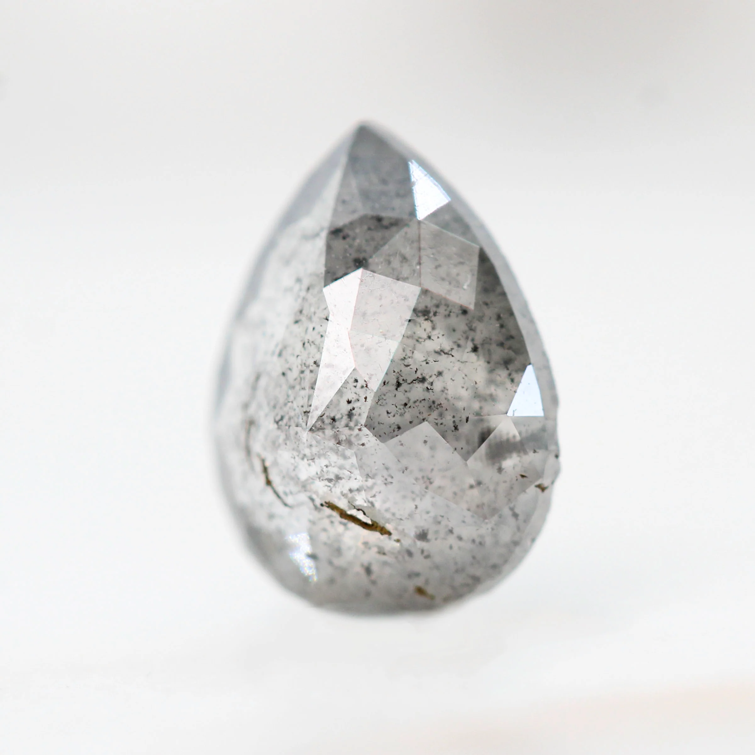 2.06 Carat Clear Gray Pear Salt and Pepper Diamond for Custom Work - Inventory Code CCP206 - Image 3