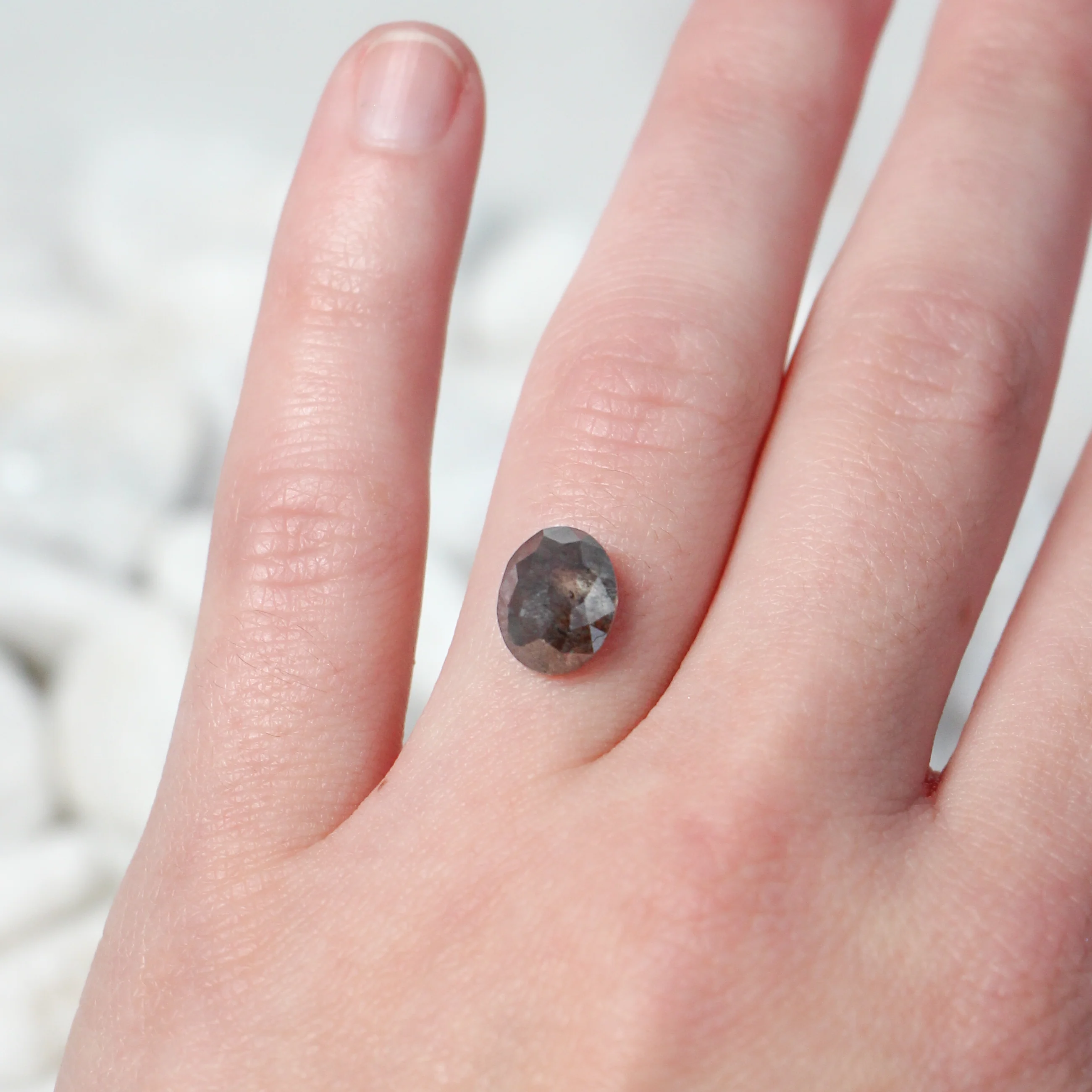 3.21 Carat Charcoal Oval Salt and Pepper Diamond for Custom Work - Inventory Code NBOD321 - Image 6