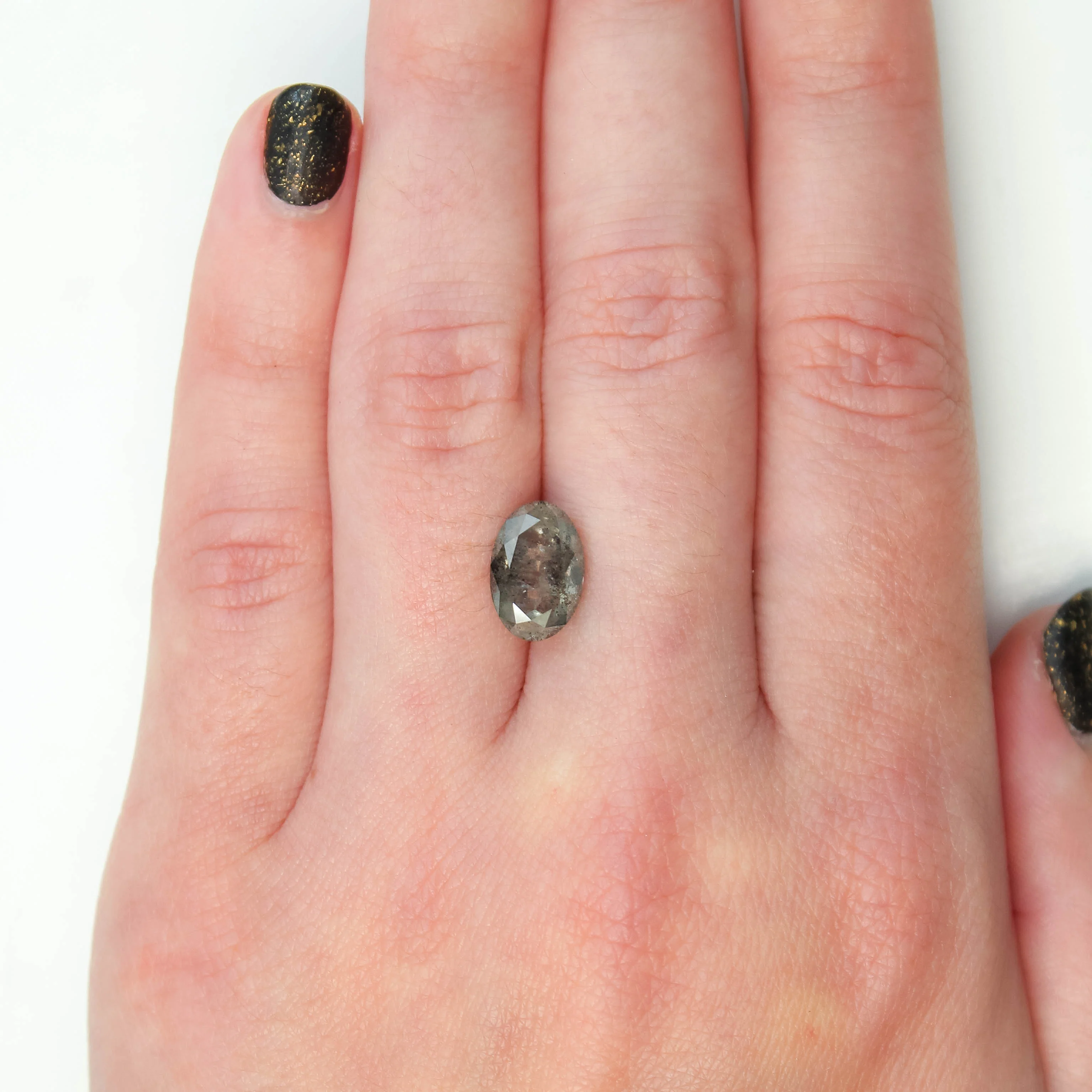 3.70 Carat Dark Gray Oval Salt and Pepper Diamond for Custom Work - Inventory Code DSO370 - Image 7