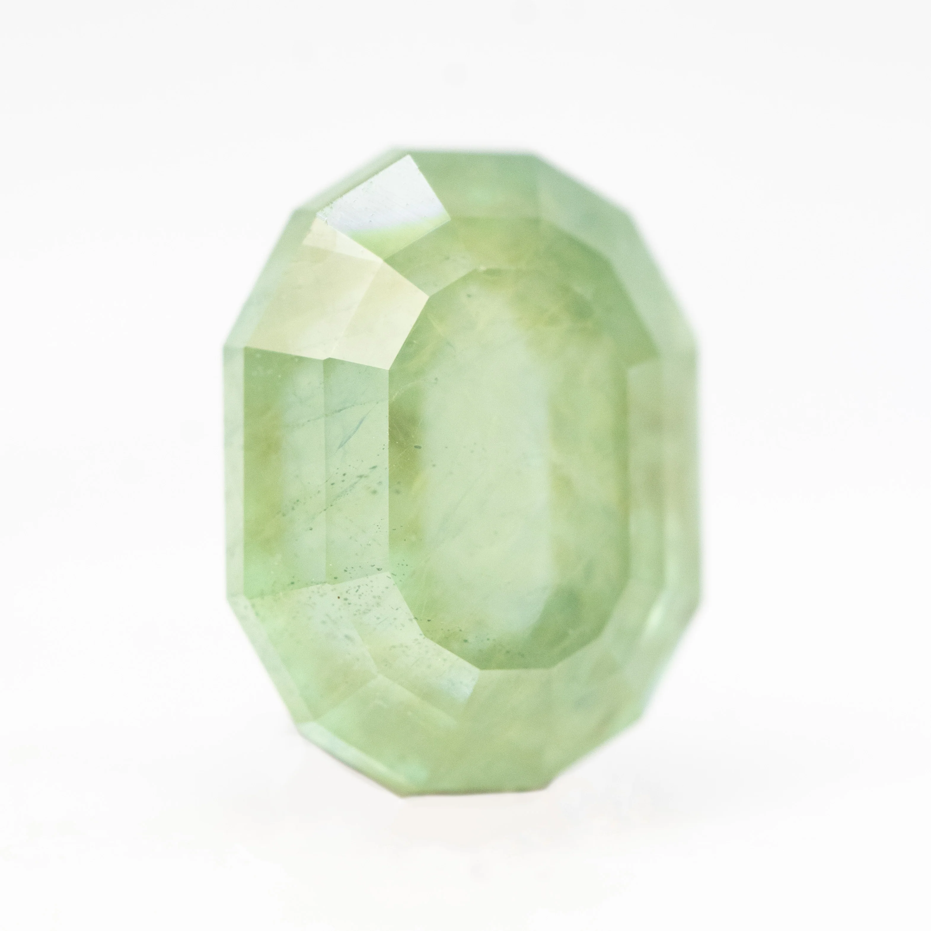 5.00 Carat Light Green Geometric Oval Sapphire for Custom Work - Inventory Code LGGO500 - Image 4