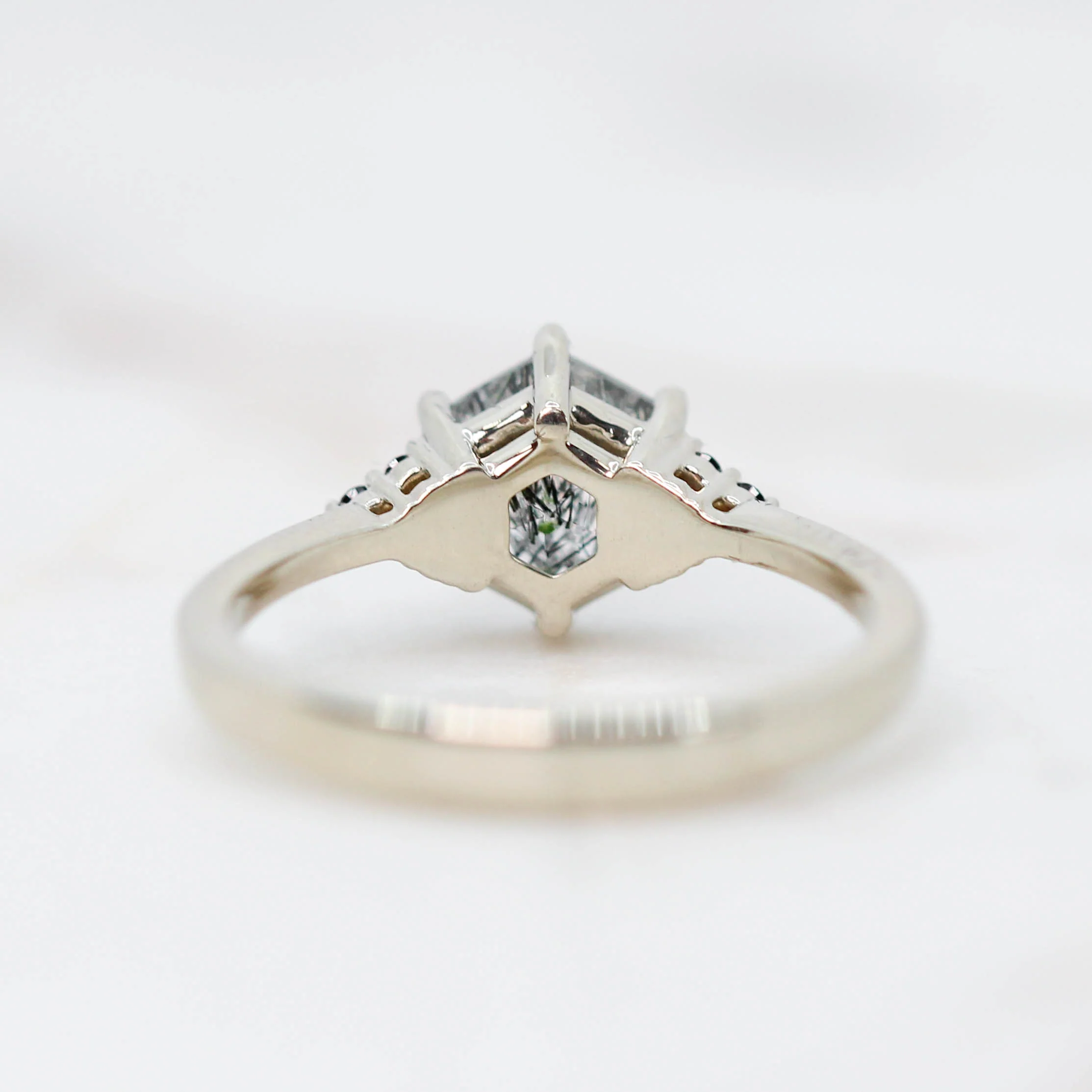 Imogene Ring with a 6.5mm Hexagon Tourmalinated Quartz - Made to Order - Image 4
