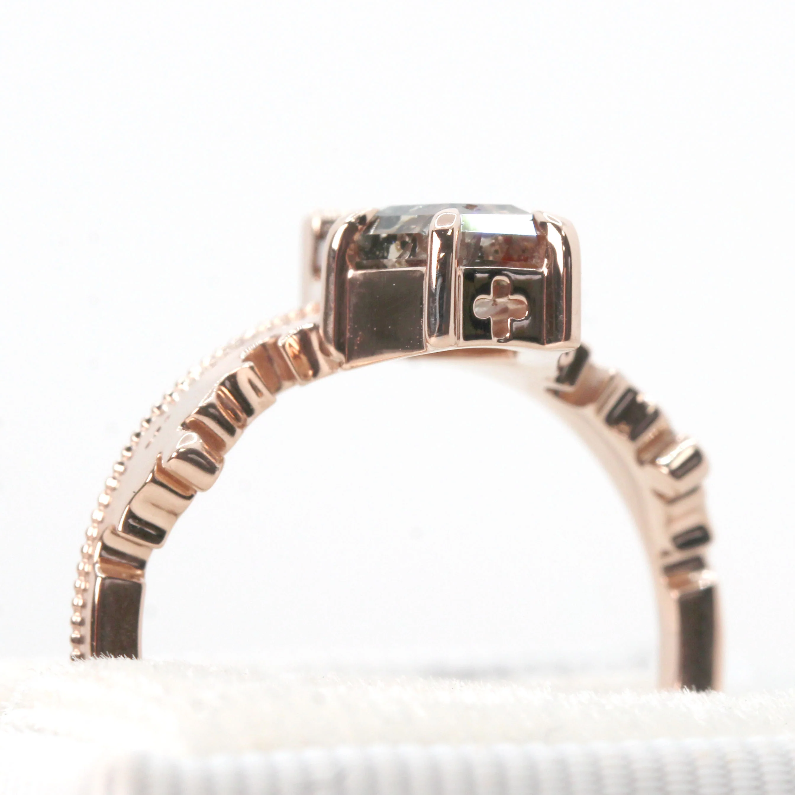 Azrael Ring with a 2.16 Carat Champagne Coffin Cut Salt and Pepper Diamond in 14k Rose Gold - Ready to Size and Ship - Image 7
