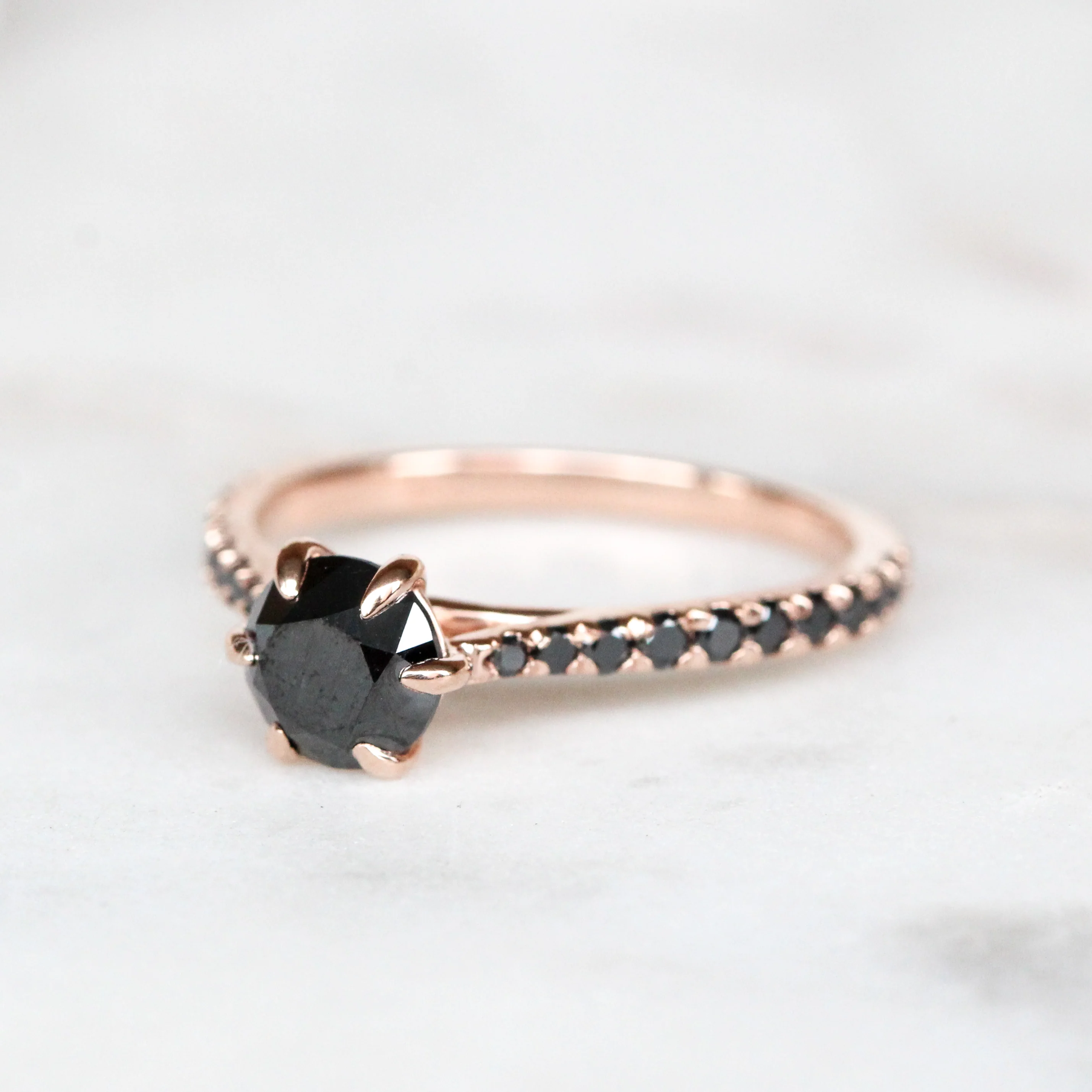 Bonita Ring with a 1 Carat Black Diamond and French Set Black Accent Diamonds - Made to Order - Image 4