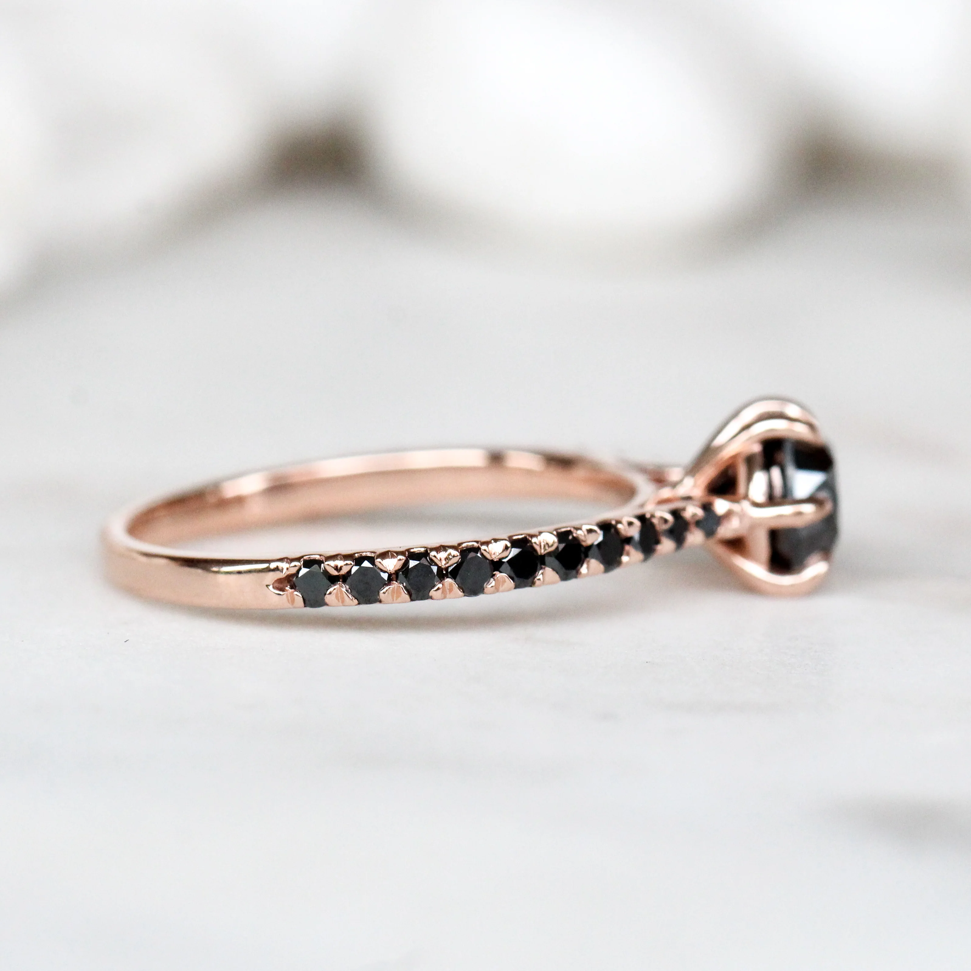 Bonita Ring with a 1 Carat Black Diamond and French Set Black Accent Diamonds - Made to Order - Image 5