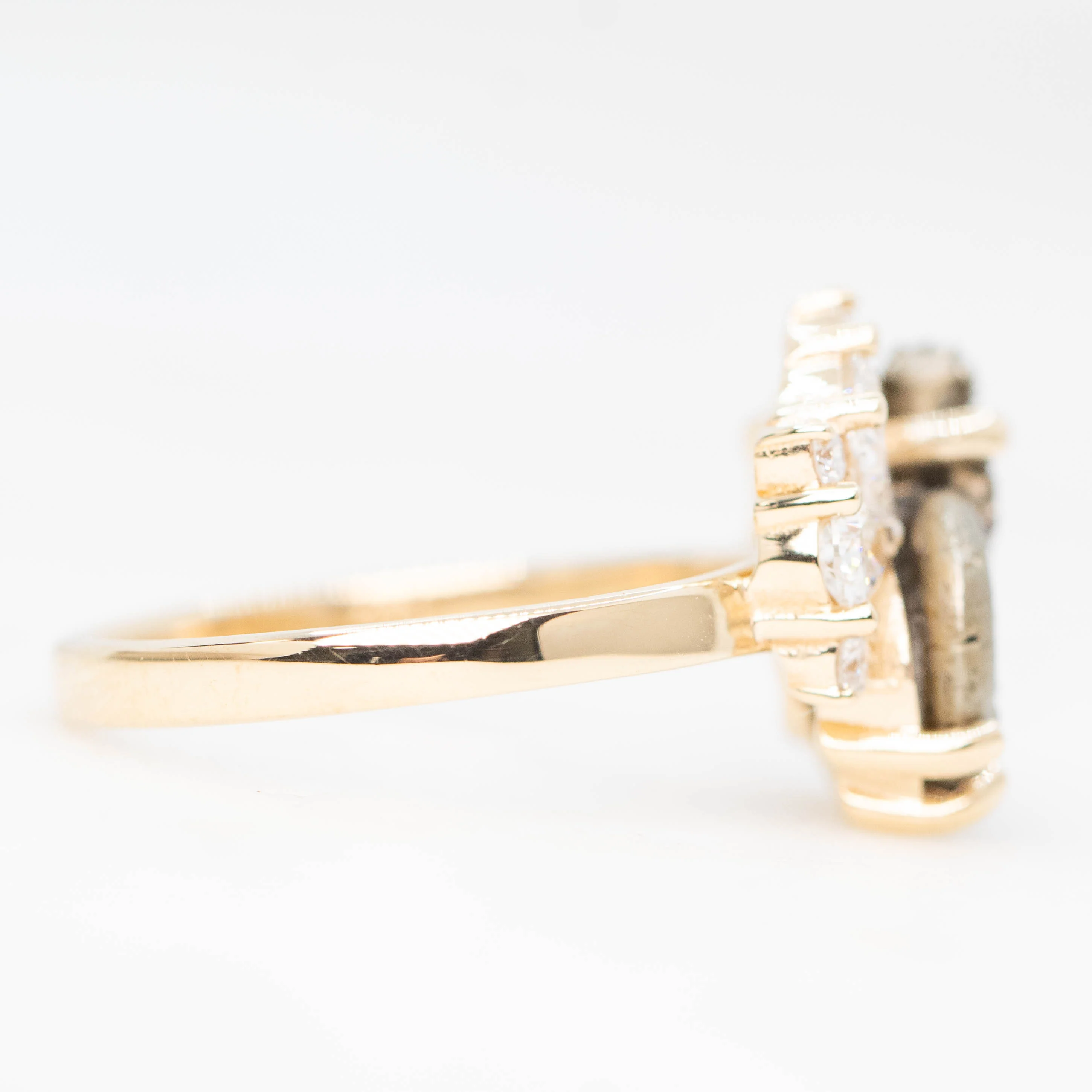 Calypso Ring with an Ammonite Fossil and White Accent Diamonds - Made to Order - Image 5