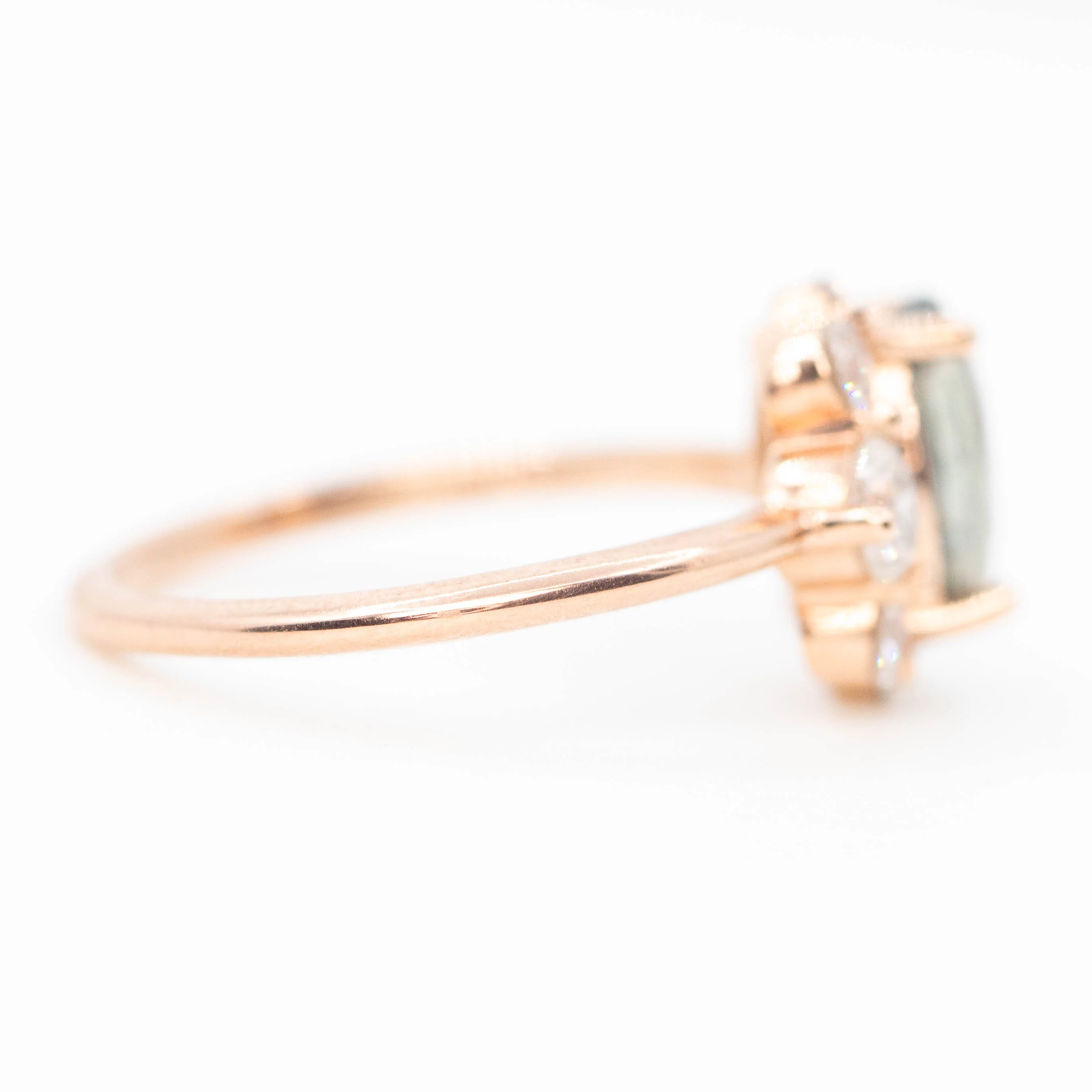 Carell Ring with a 1.97 Carat Gray Oval Sapphire and White Accent Diamonds in 10k Rose Gold - Ready to Size and Ship - Image 5