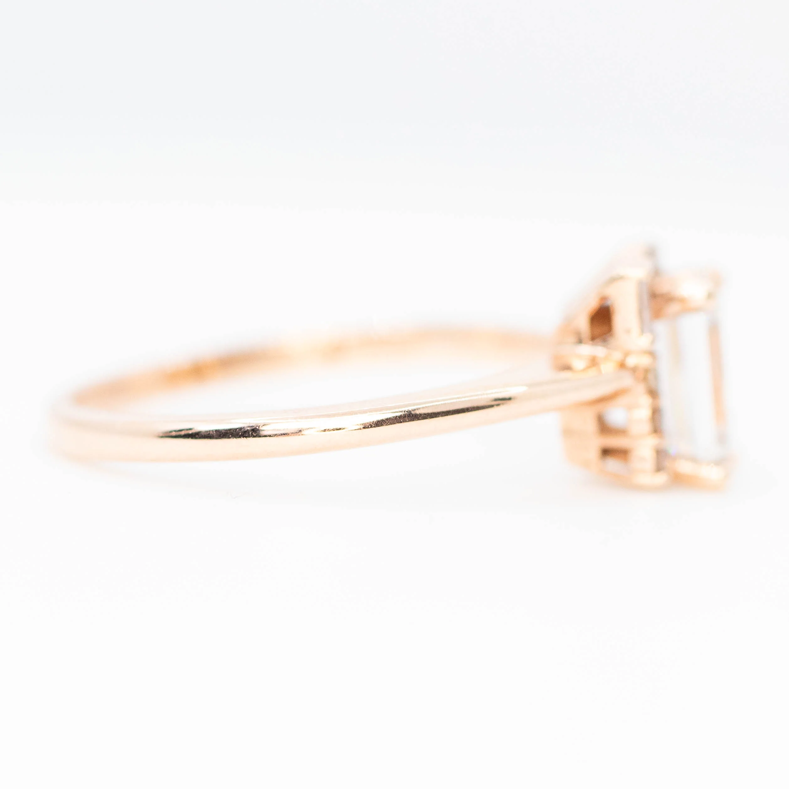 Celine Ring with a 0.92 Carat Step Cut Moissanite and Cognac Accent Diamonds in 14k Rose Gold - Ready to Size and Ship - Image 5