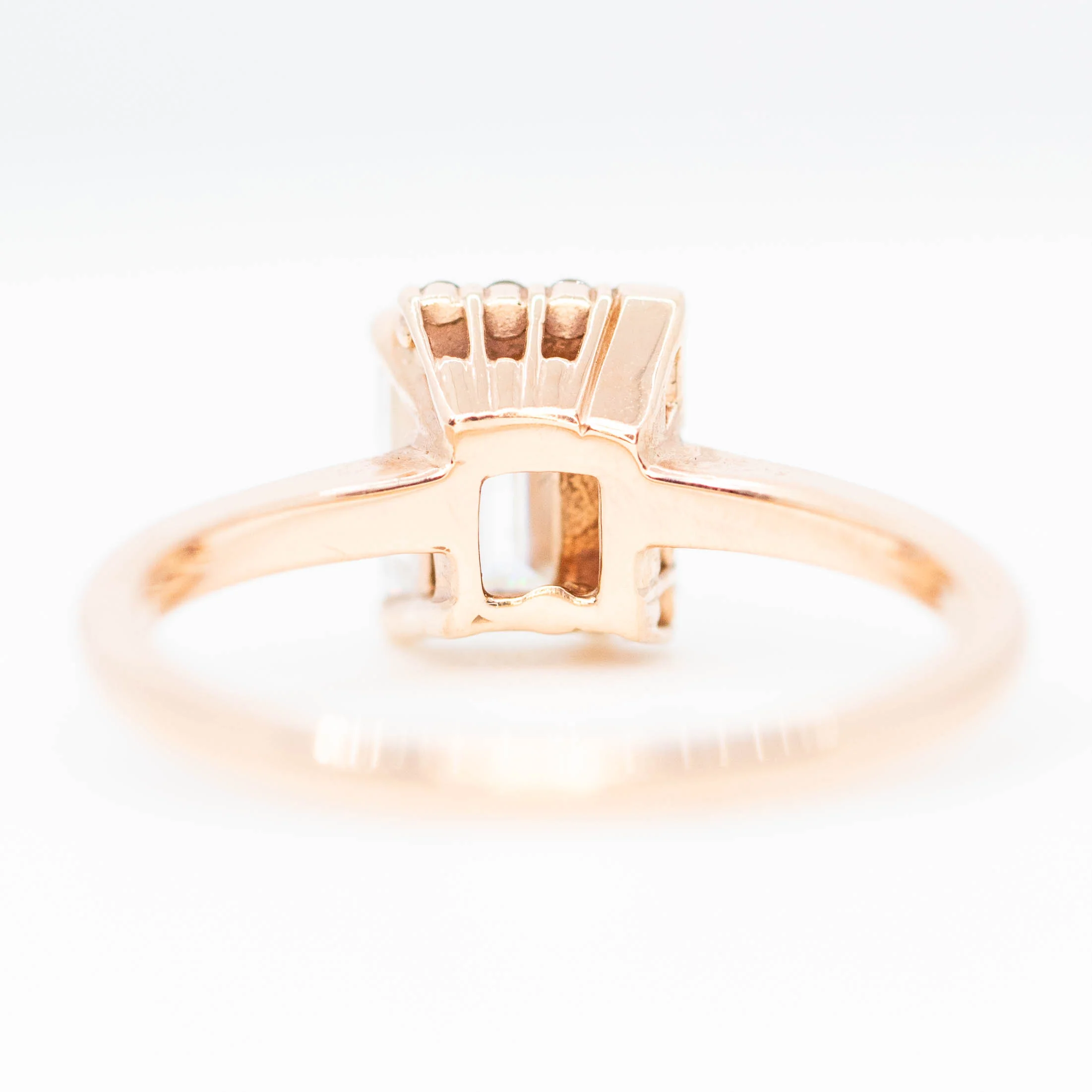 Celine Ring with a 0.92 Carat Step Cut Moissanite and Cognac Accent Diamonds in 14k Rose Gold - Ready to Size and Ship - Image 6