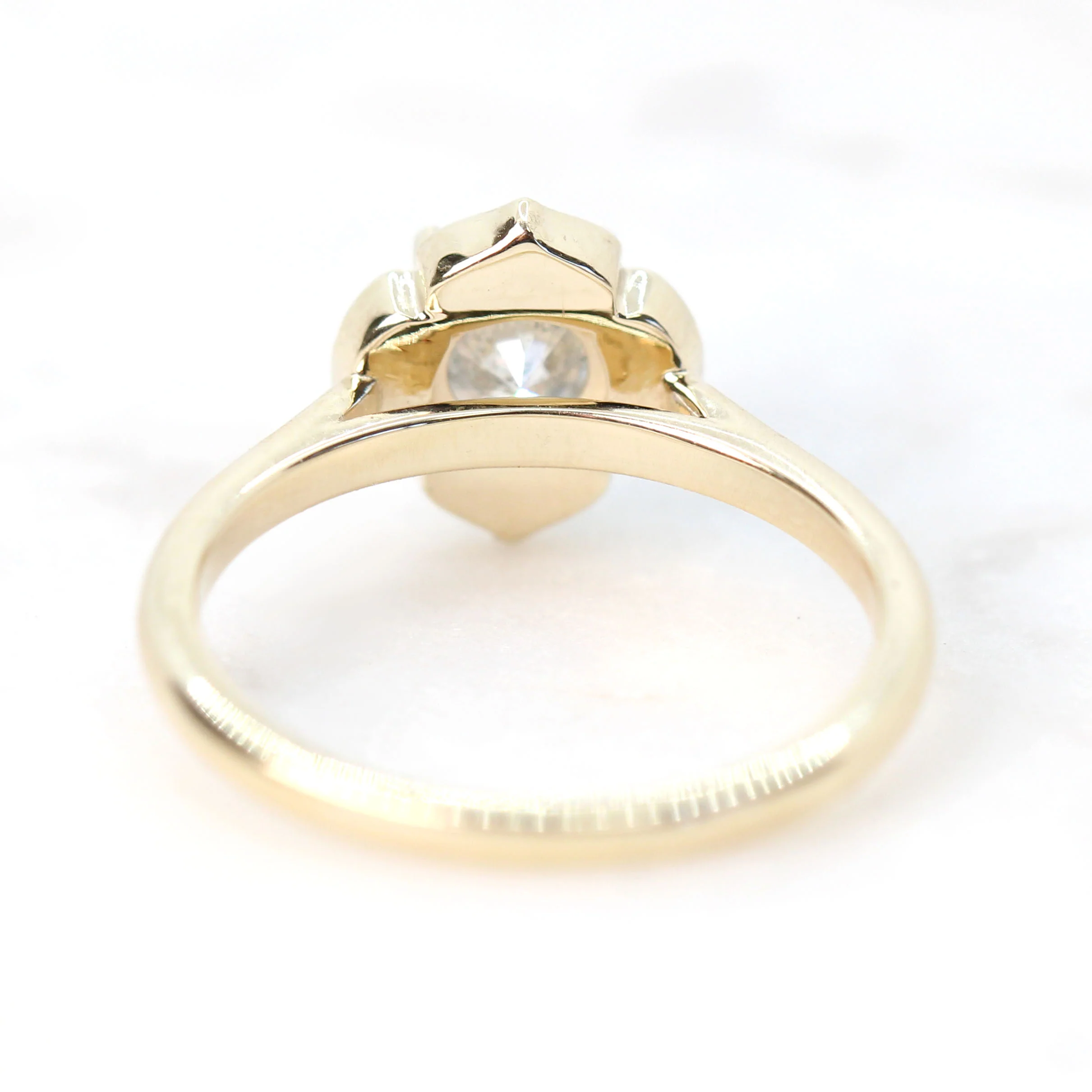 Clementine Ring with a 1.05 Carat Round Light Gray Salt and Pepper Diamond and White Accent Diamonds in 14k Yellow Gold - Ready to Size and Ship - Image 6