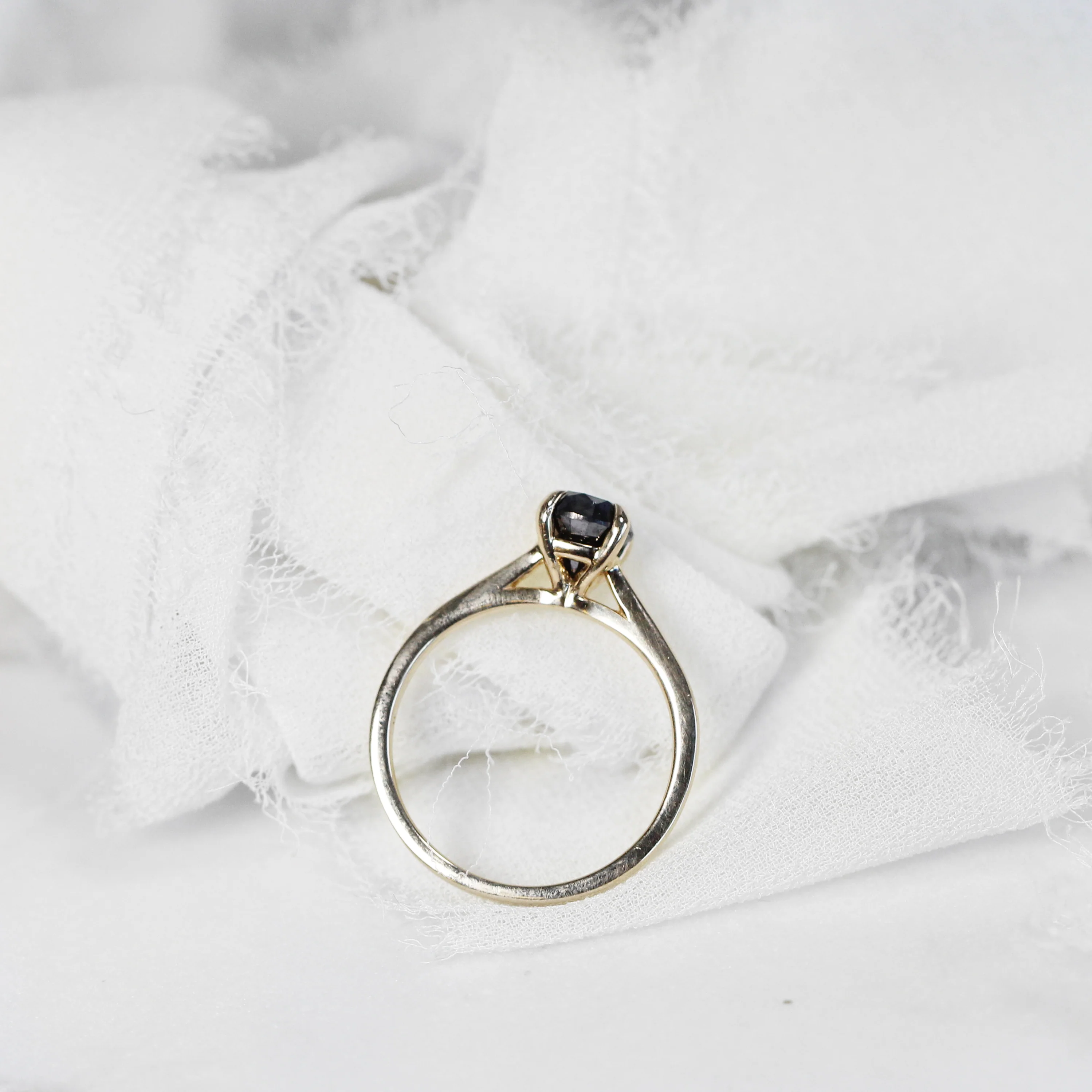 Elle Ring with a 1 Carat Round Black Diamond - Made to Order, Choose Your Gold Tone - Image 10