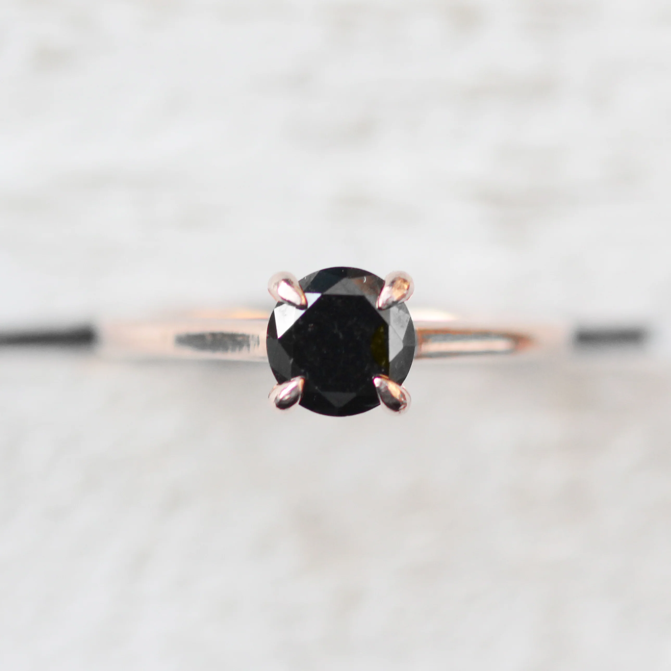 Elle Ring with a 1 Carat Round Black Diamond - Made to Order, Choose Your Gold Tone - Image 11