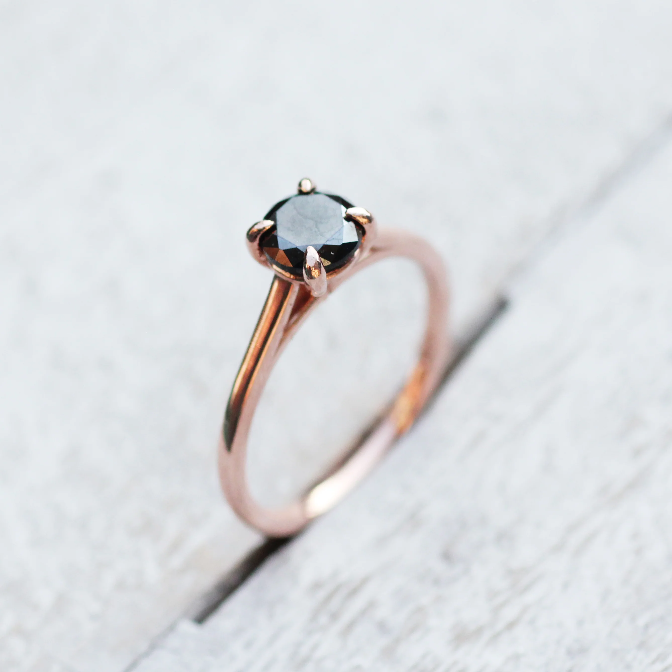 Elle Ring with a 1 Carat Round Black Diamond - Made to Order, Choose Your Gold Tone - Image 13