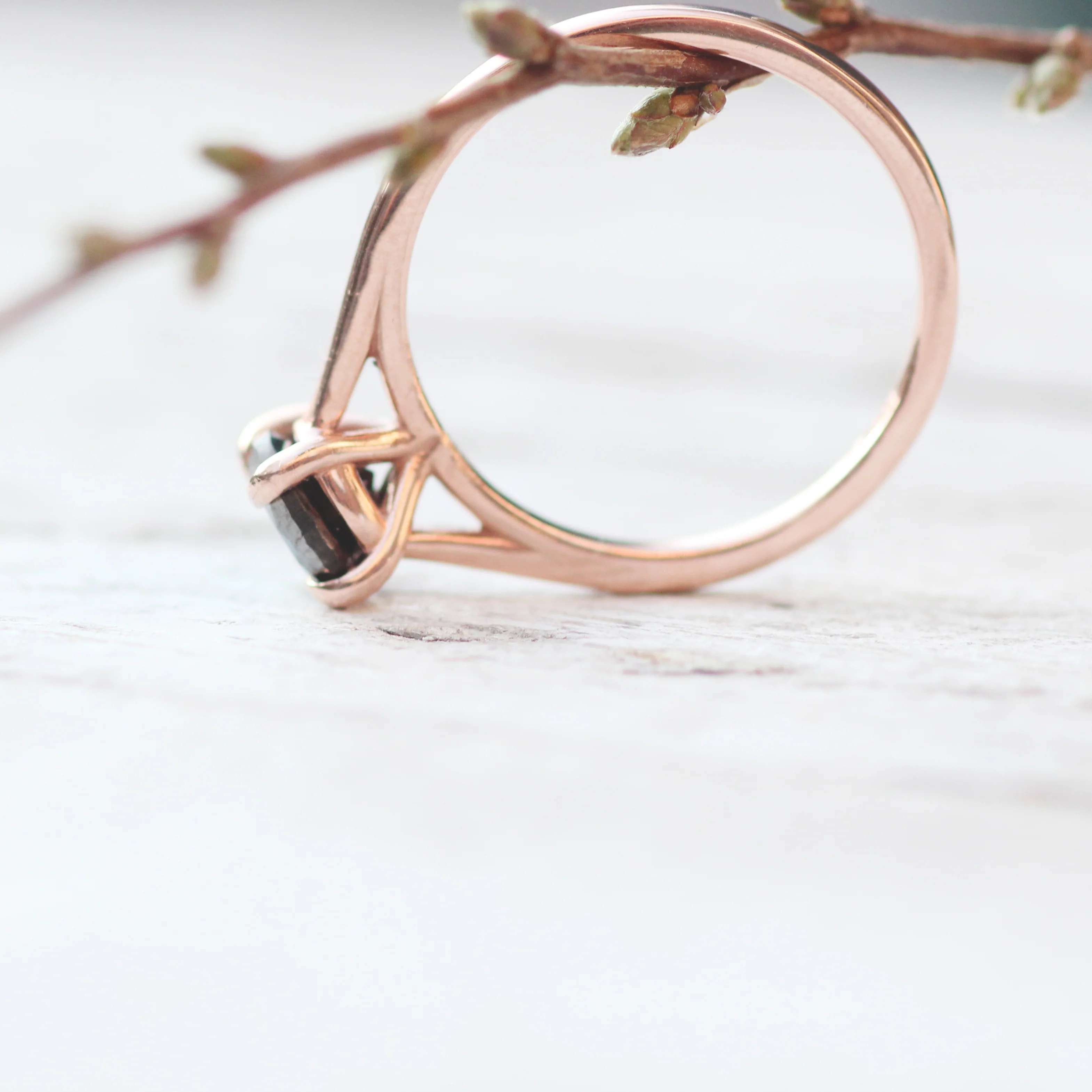 Elle Ring with a 1 Carat Round Black Diamond - Made to Order, Choose Your Gold Tone - Image 16