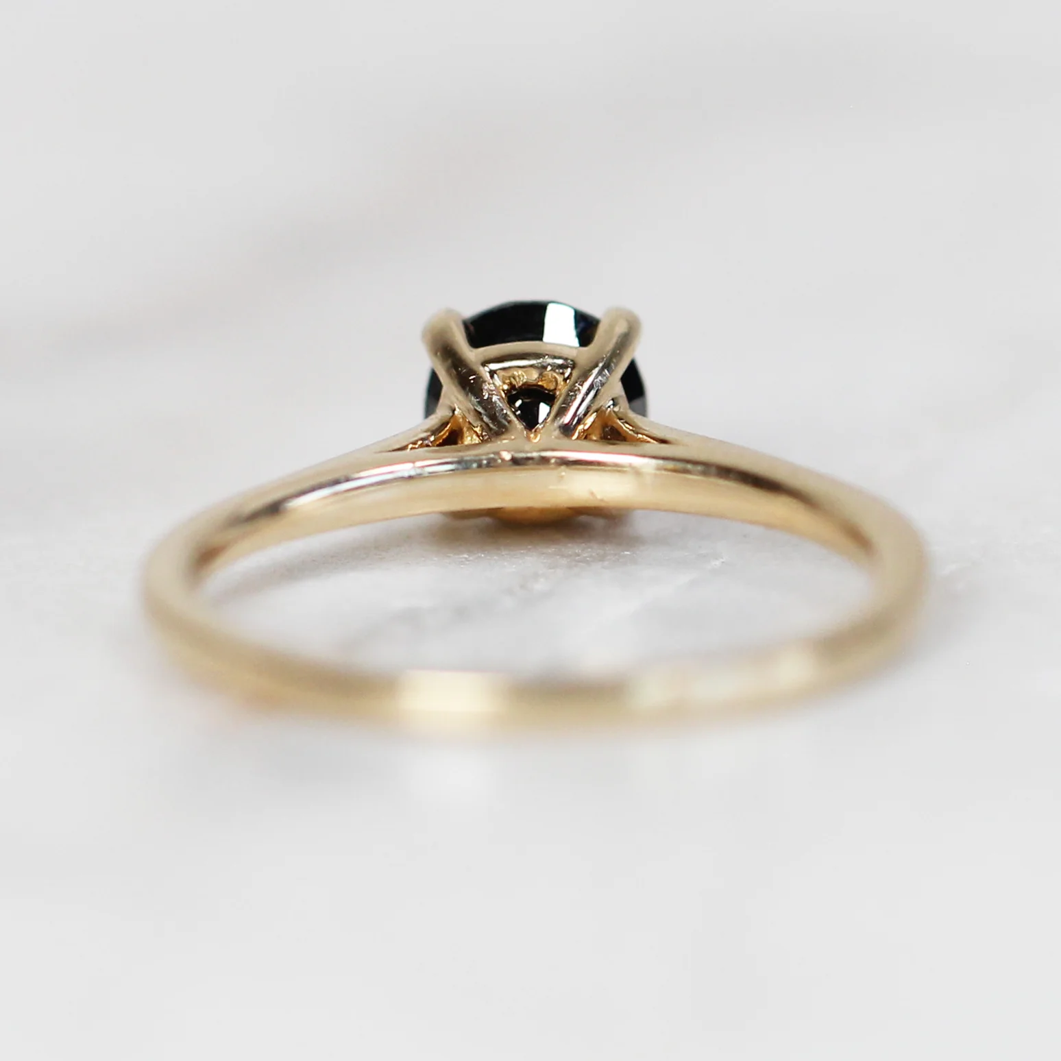 Elle Ring with a 1 Carat Round Black Diamond - Made to Order, Choose Your Gold Tone - Image 4