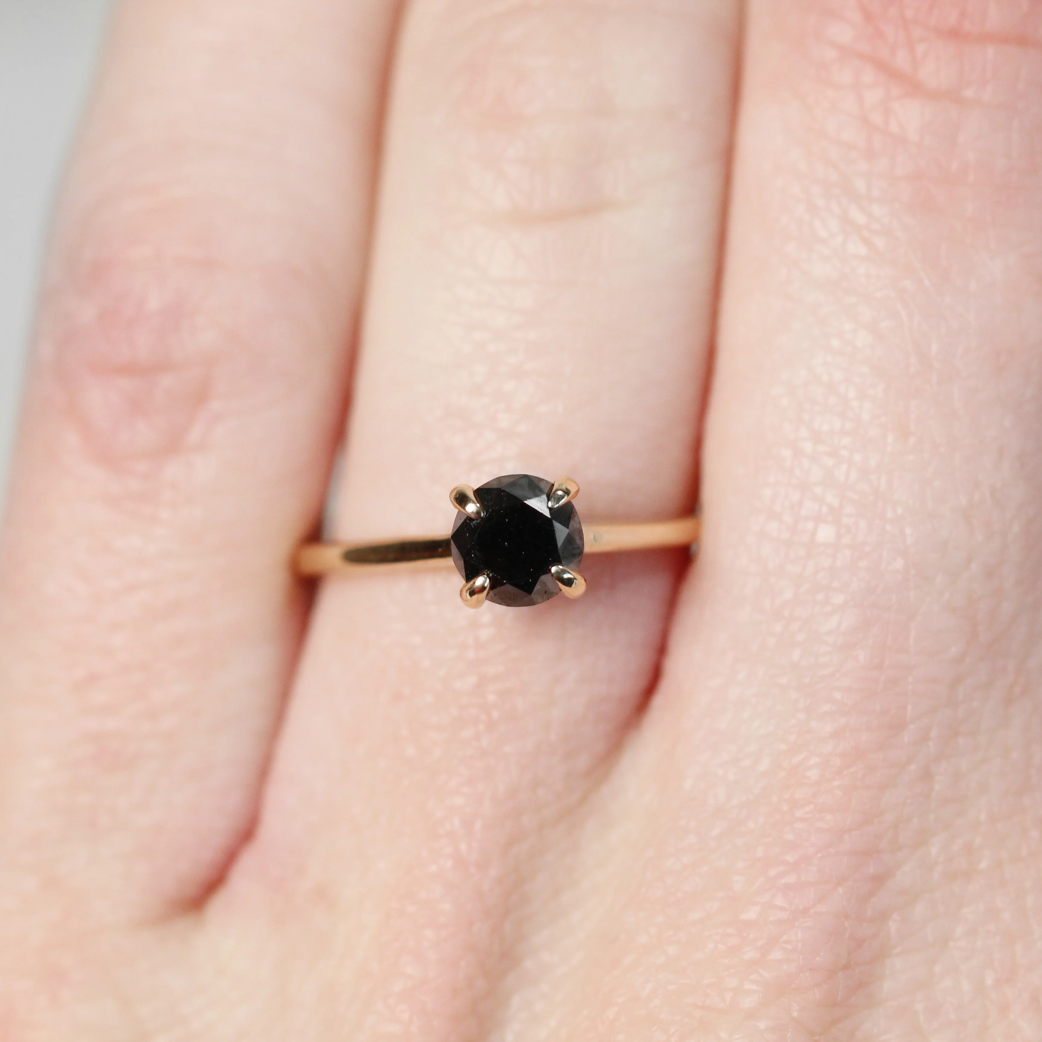 Elle Ring with a 1 Carat Round Black Diamond - Made to Order, Choose Your Gold Tone - Image 7
