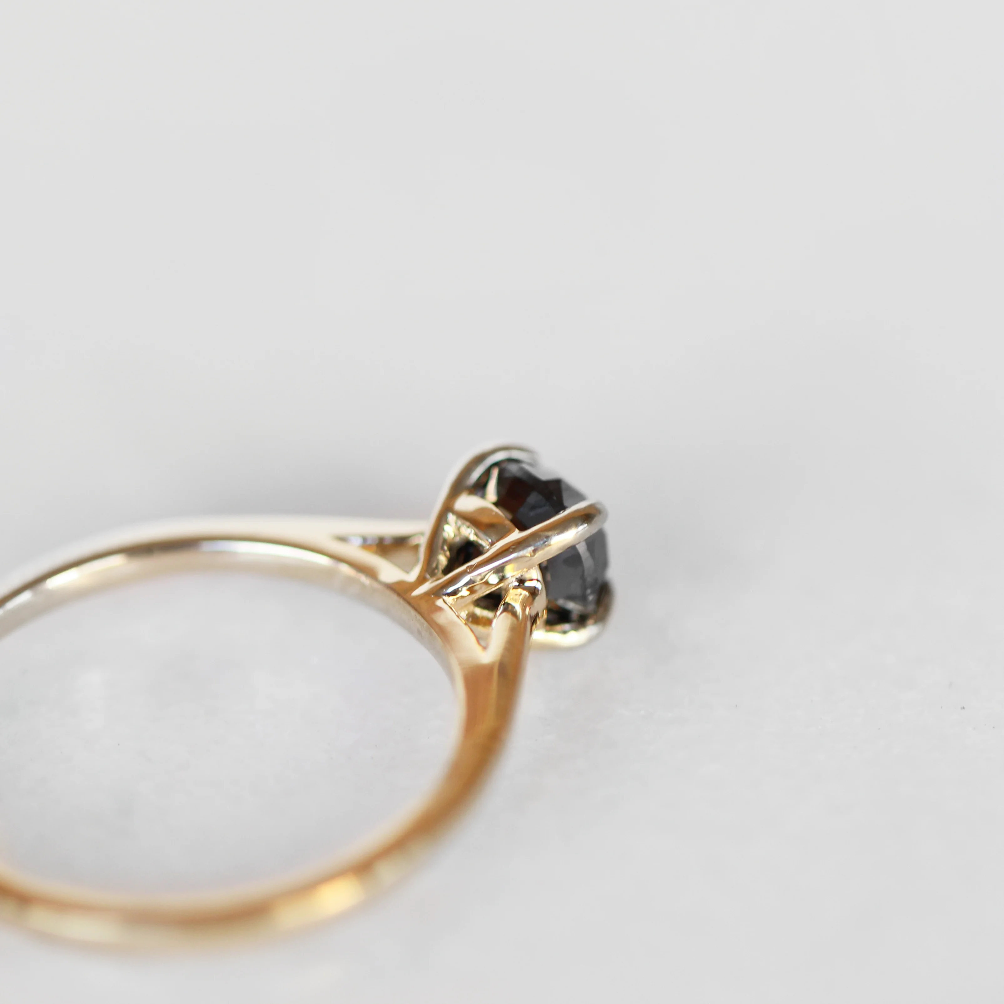 Elle Ring with a 1 Carat Round Black Diamond - Made to Order, Choose Your Gold Tone - Image 8