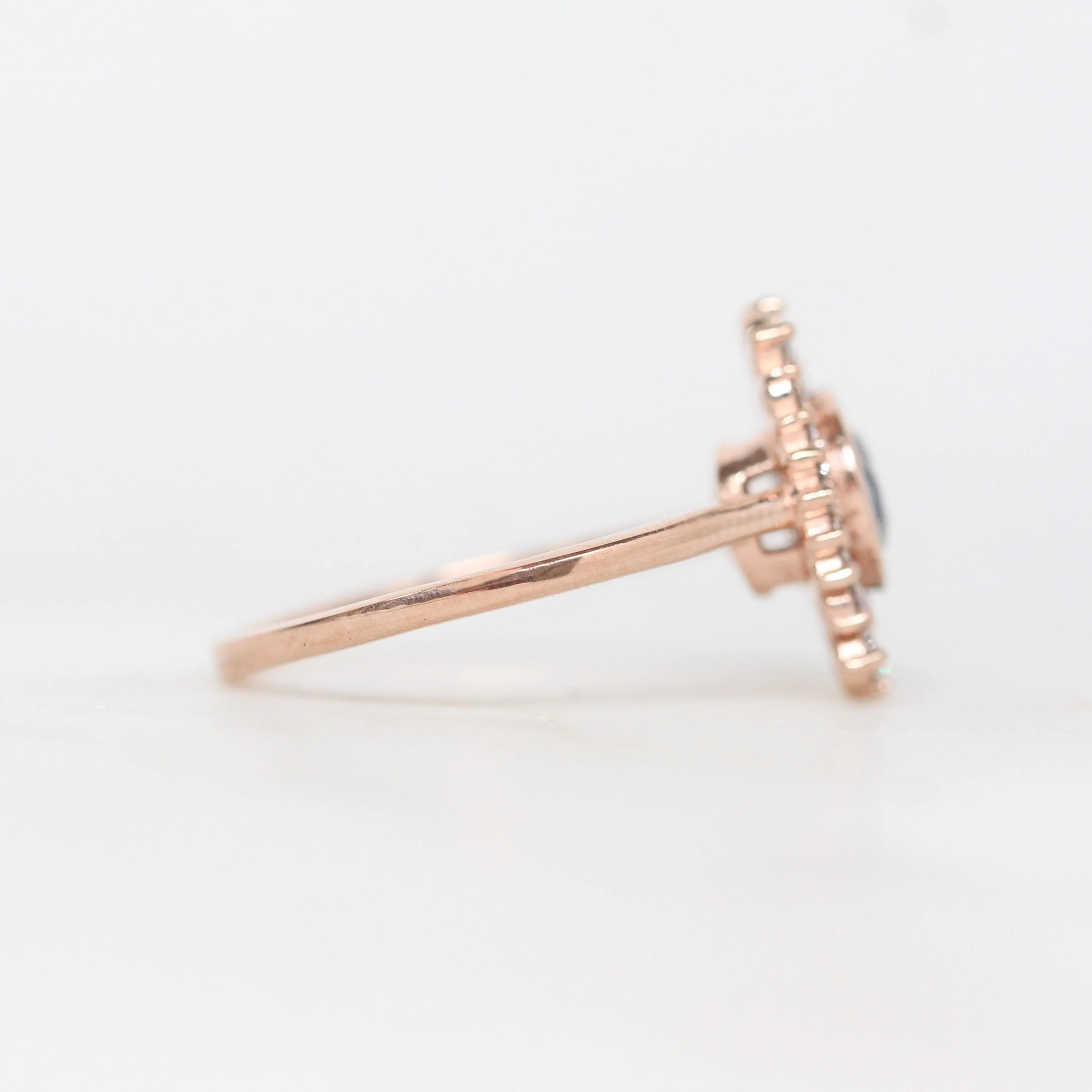 Juliette Ring with a 0.96 Carat Round Gray Salt and Pepper Diamond in 10k Rose Gold - Ready to Size and Ship - Image 5