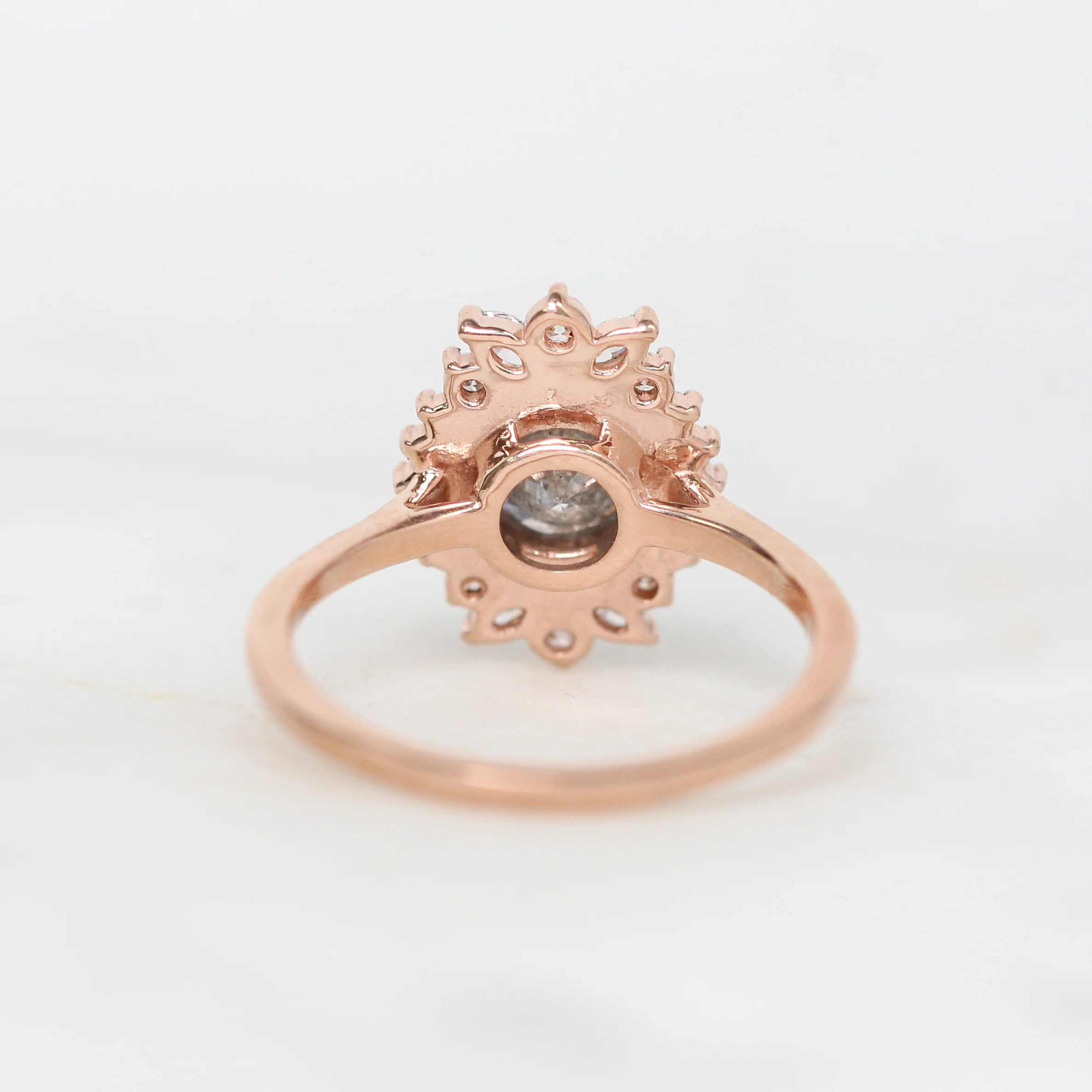 Juliette Ring with a 0.96 Carat Round Gray Salt and Pepper Diamond in 10k Rose Gold - Ready to Size and Ship - Image 6