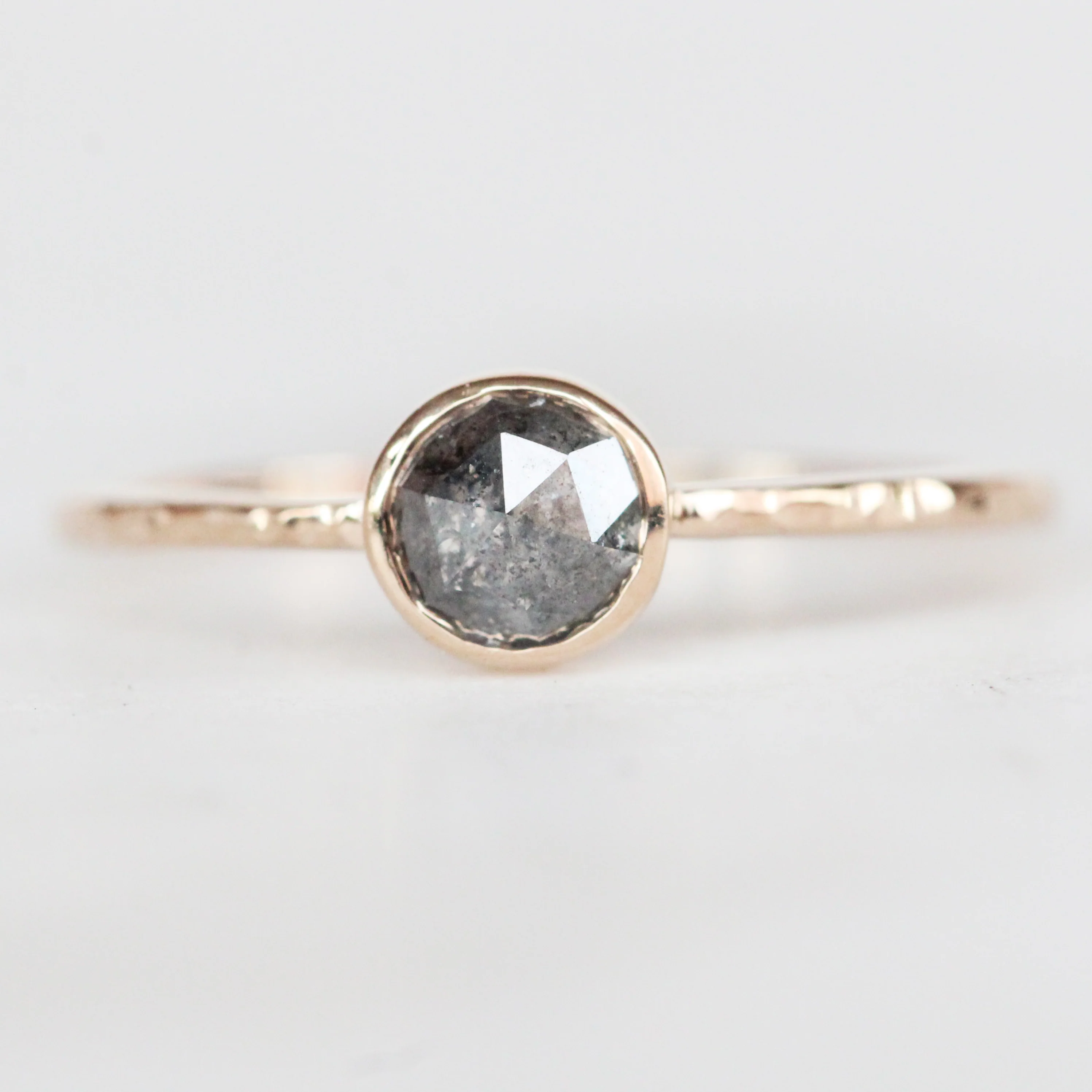 Rose Cut Salt and Pepper Diamond Bezel Ring Set in 14k Champagne Gold - Ready to Ship - Image 14