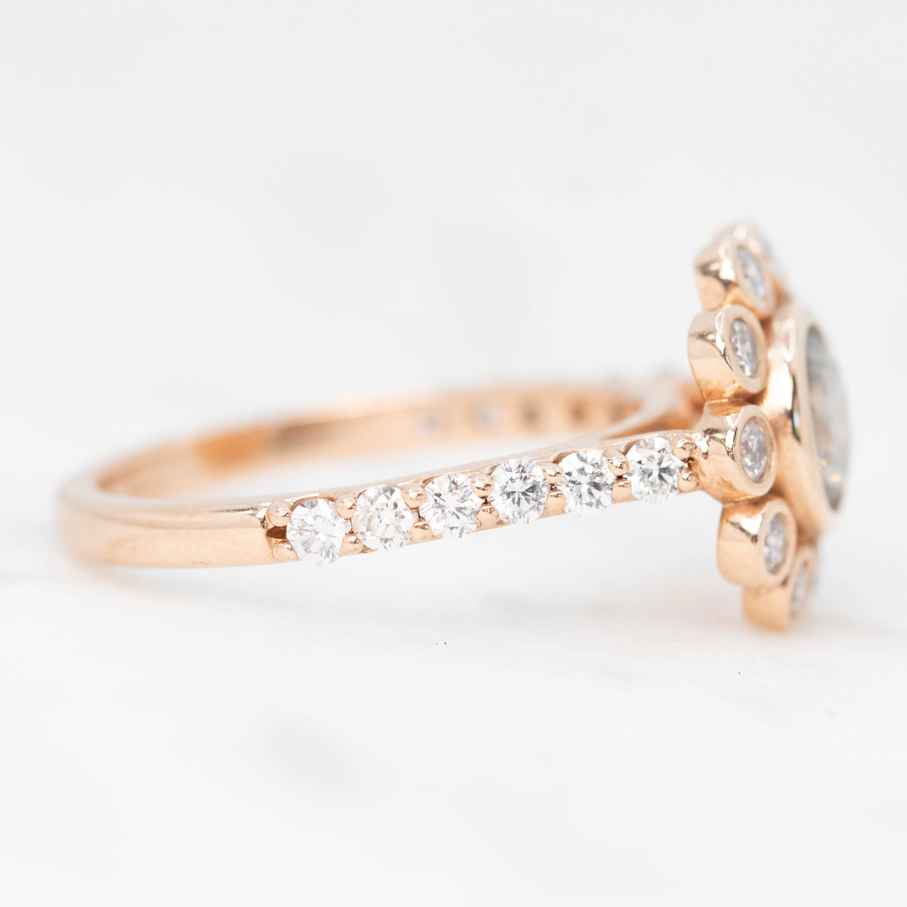 Minnie Ring with a 1.02 Carat Round Certified Diamond and White Accent Diamonds in 10k Rose Gold - Ready to Size and Ship - Image 5