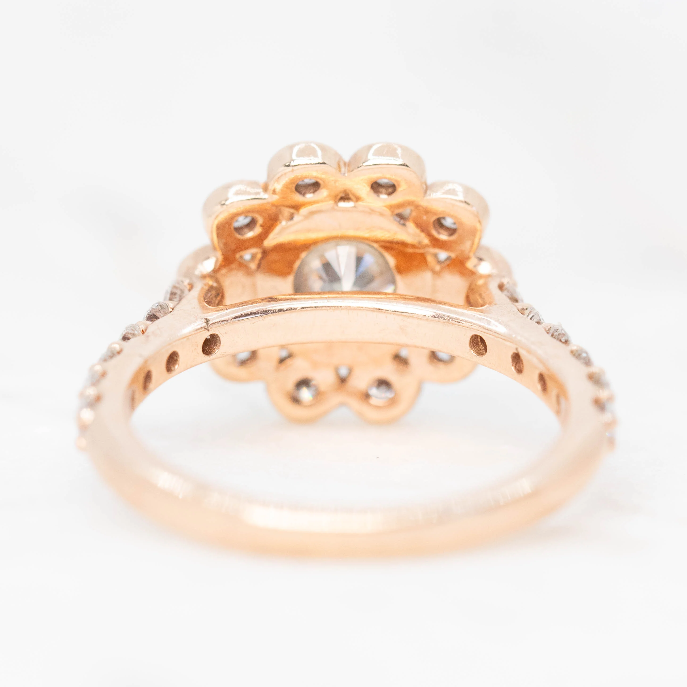 Minnie Ring with a 1.02 Carat Round Certified Diamond and White Accent Diamonds in 10k Rose Gold - Ready to Size and Ship - Image 6