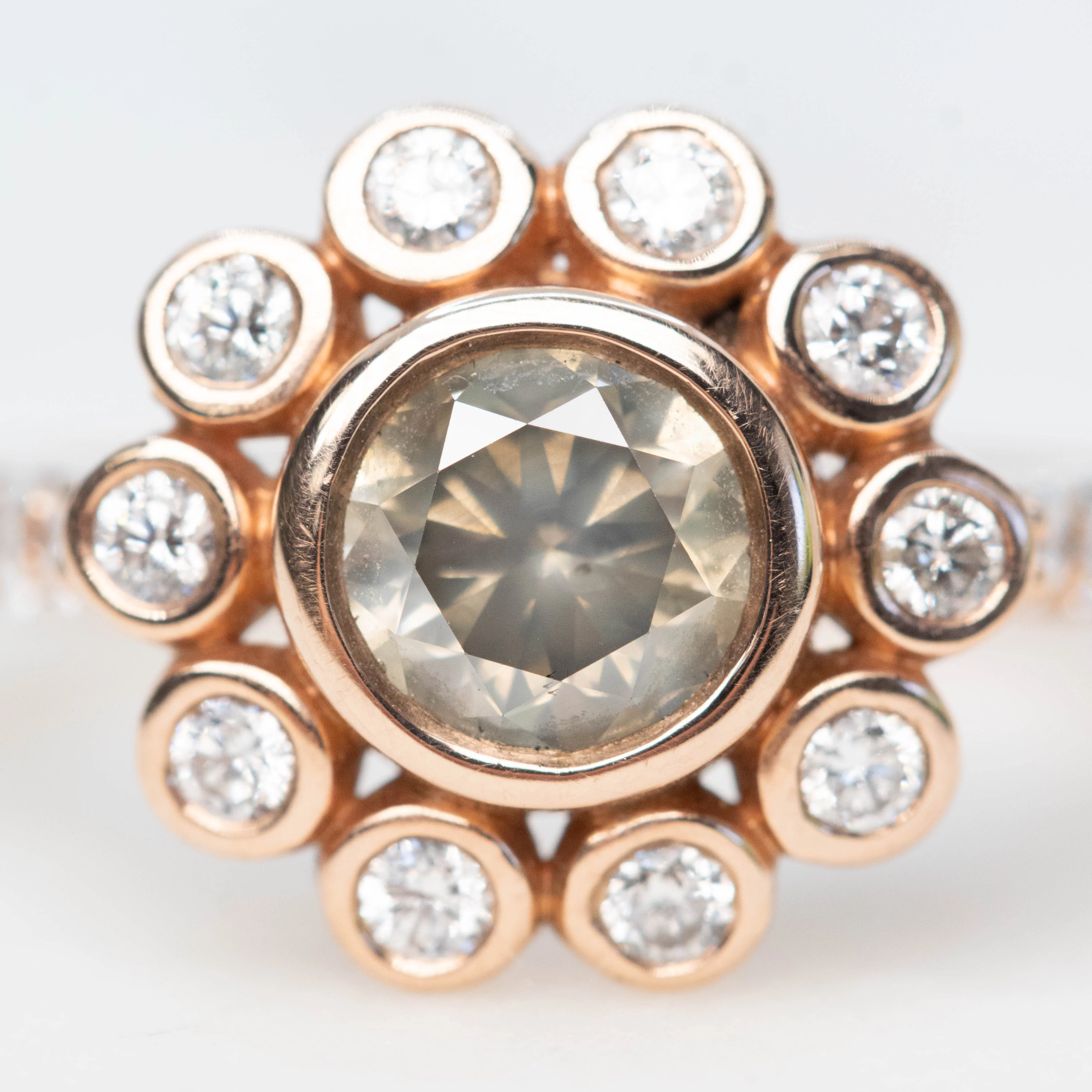 Minnie Ring with a 1.02 Carat Round Certified Diamond and White Accent Diamonds in 10k Rose Gold - Ready to Size and Ship - Image 7