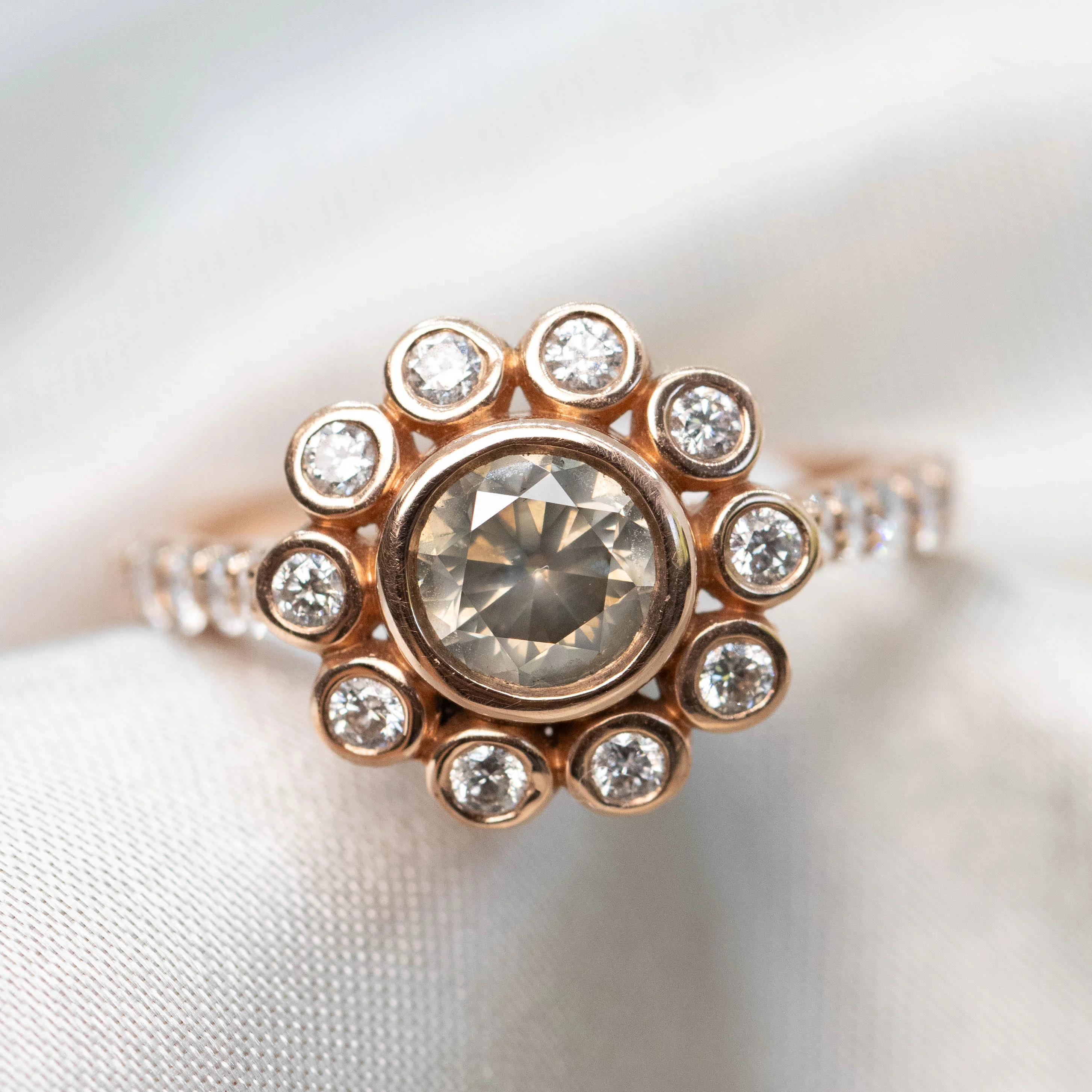 Minnie Ring with a 1.02 Carat Round Certified Diamond and White Accent Diamonds in 10k Rose Gold - Ready to Size and Ship - Image 8