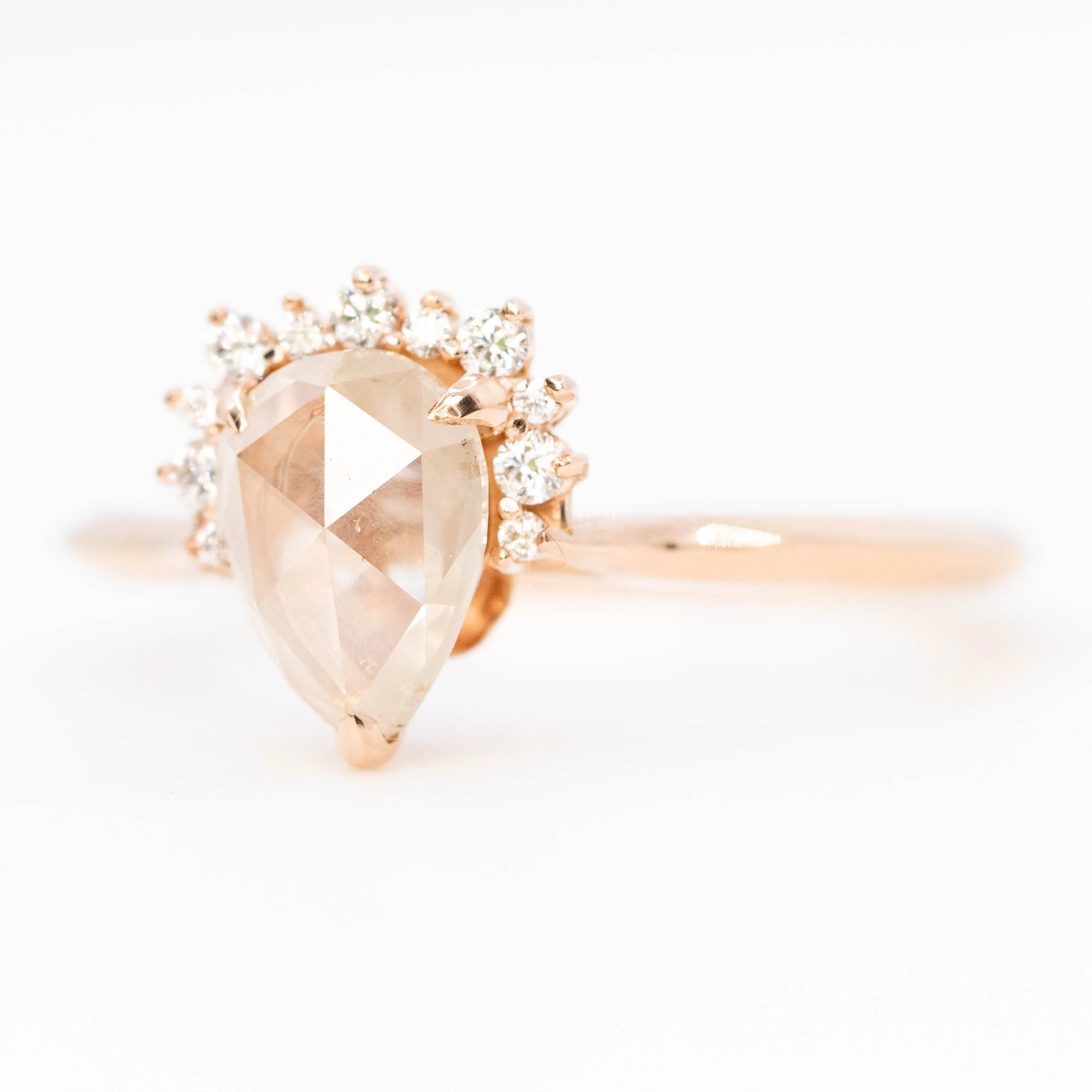 Nadine Ring with a 1.07 Carat Misty White Pear Diamond and White Accent Diamonds in 14k Rose Gold - Ready to Size and Ship - Image 3