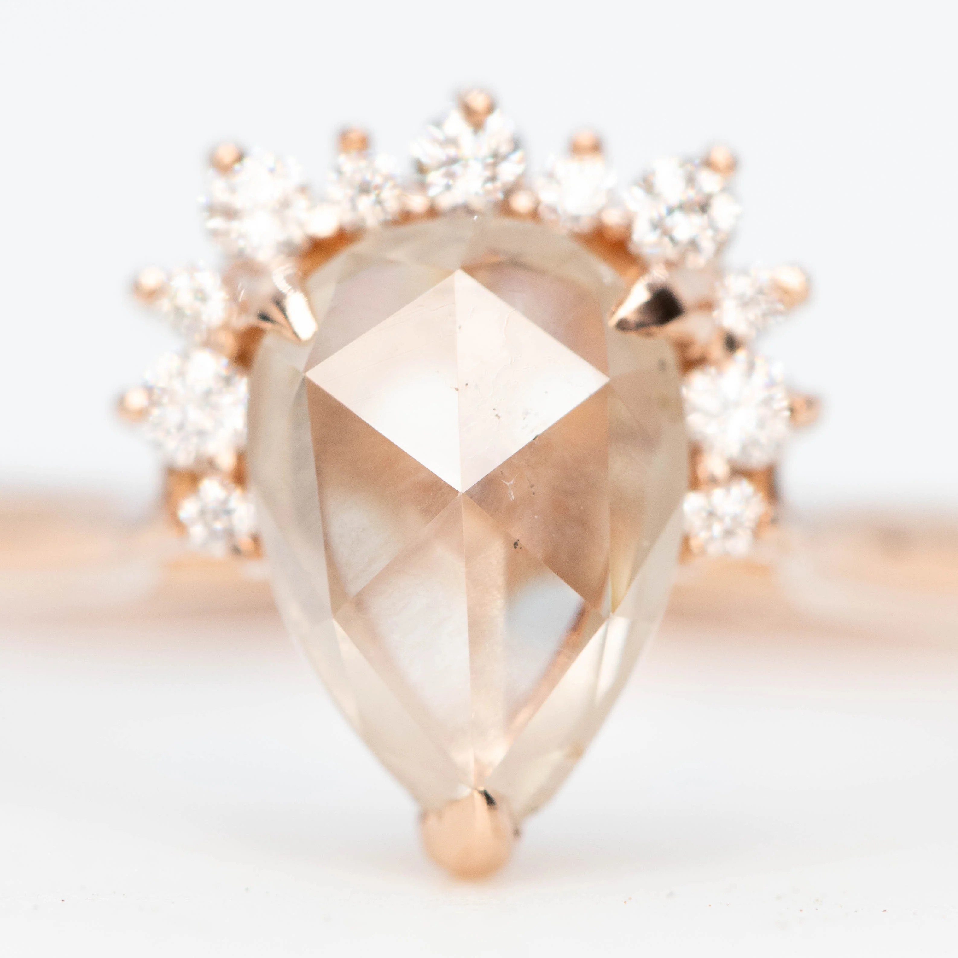 Nadine Ring with a 1.07 Carat Misty White Pear Diamond and White Accent Diamonds in 14k Rose Gold - Ready to Size and Ship - Image 7