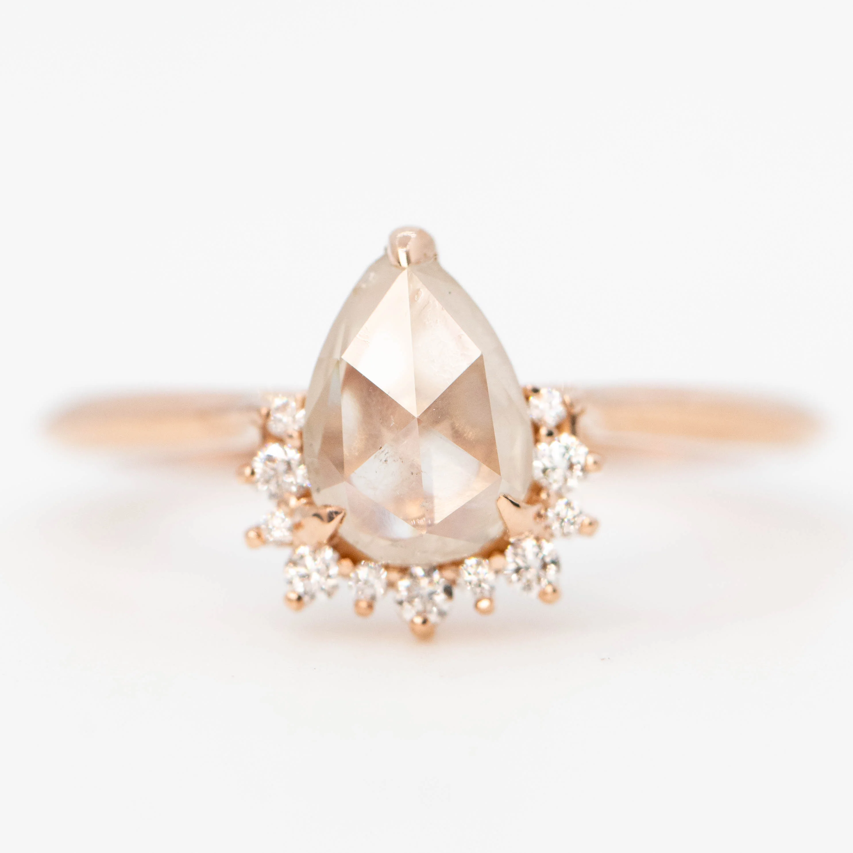 Nadine Ring with a 1.07 Carat Misty White Pear Diamond and White Accent Diamonds in 14k Rose Gold - Ready to Size and Ship - Image 9