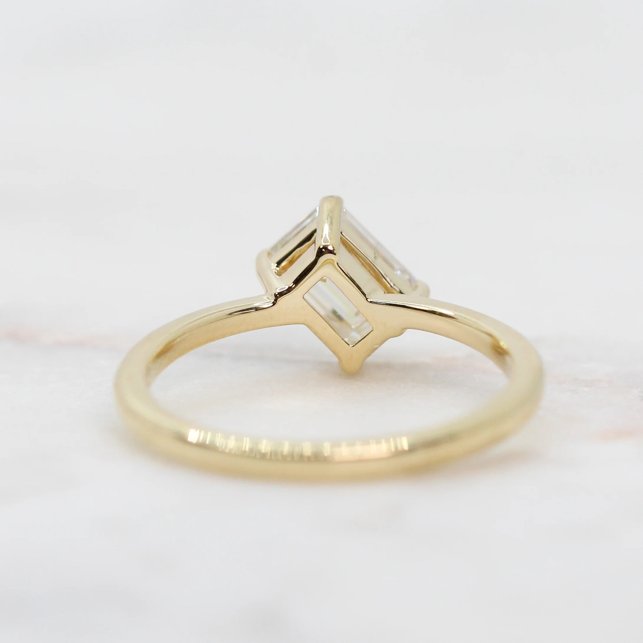 Natalia Ring with a 0.92 Carat White Emerald Cut Moissanite in 14k Yellow Gold - Ready to Size and Ship - Image 6