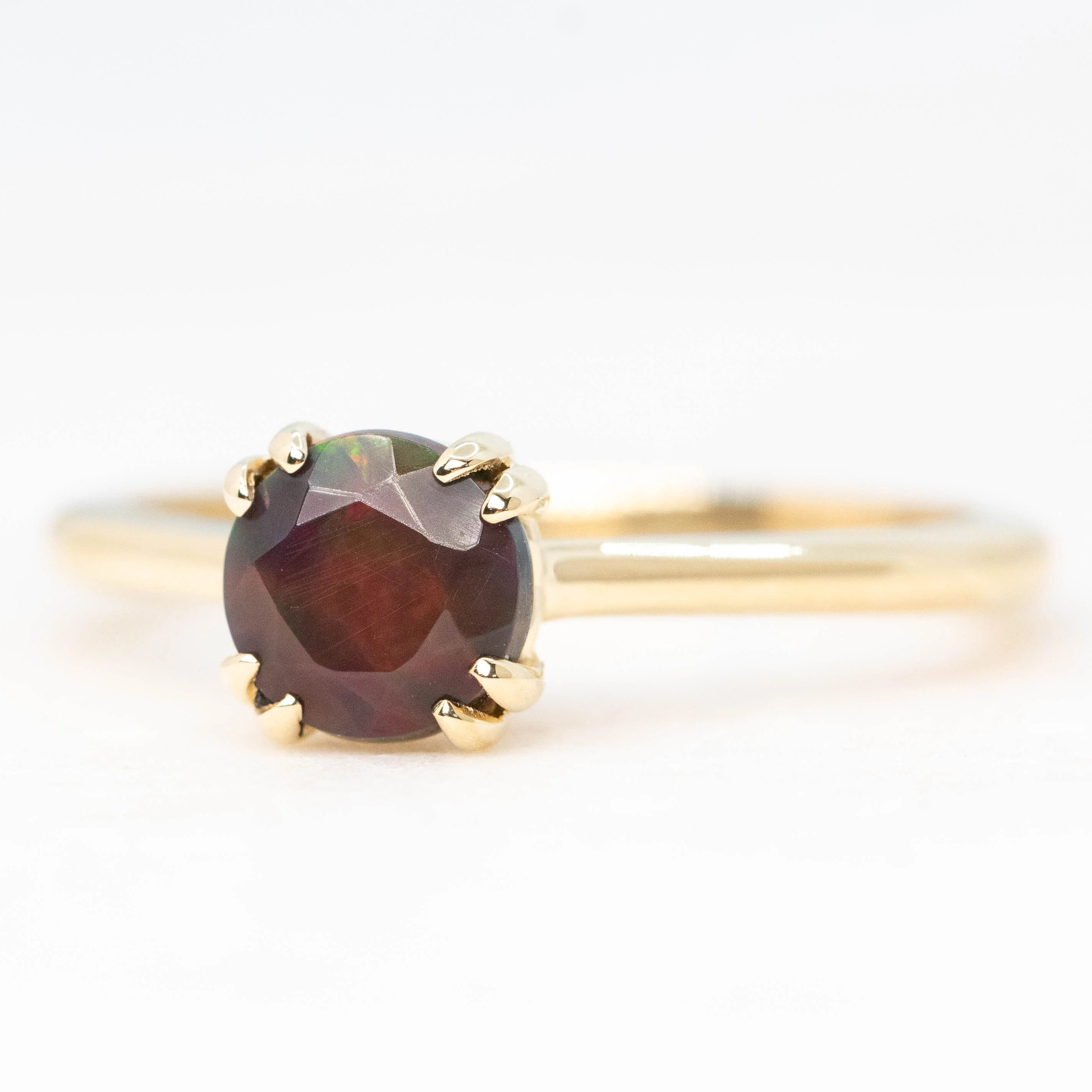 Nesta Ring with a 0.65 Carat Black Opal in 14k Yellow Gold - Ready to Size and Ship - Image 3