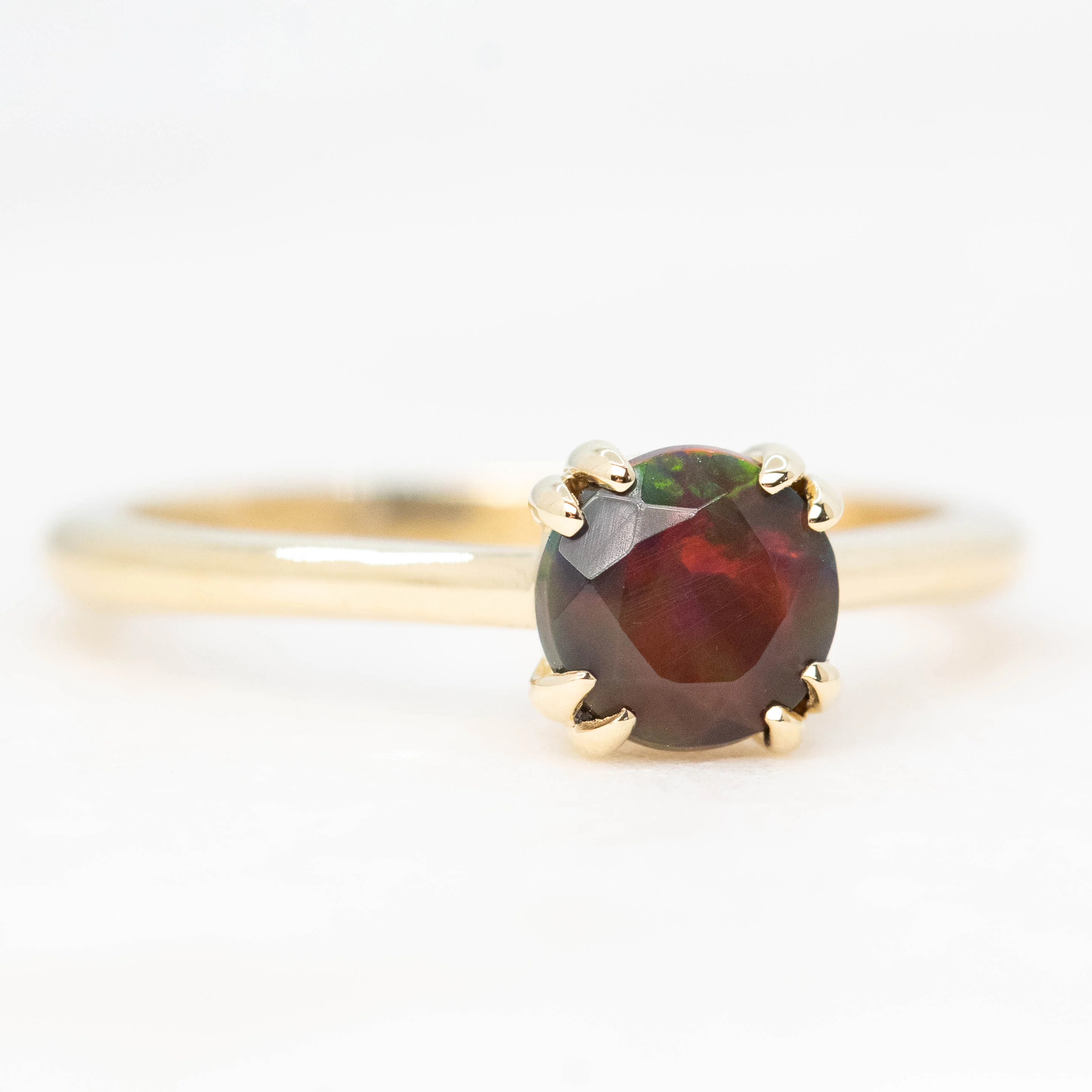 Nesta Ring with a 0.65 Carat Black Opal in 14k Yellow Gold - Ready to Size and Ship - Image 4