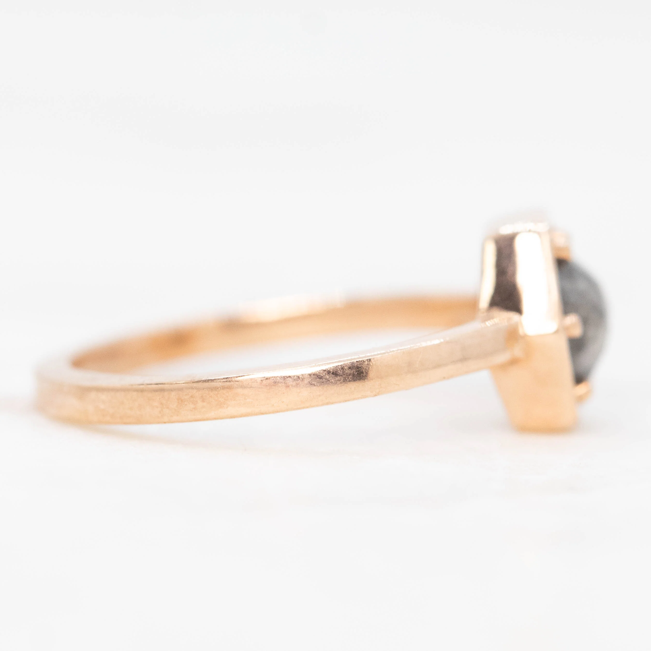 Rhetta Ring with a 0.70 Carat Gray Salt and Pepper Diamond in 10k Rose Gold - Ready to Size and Ship - Image 5