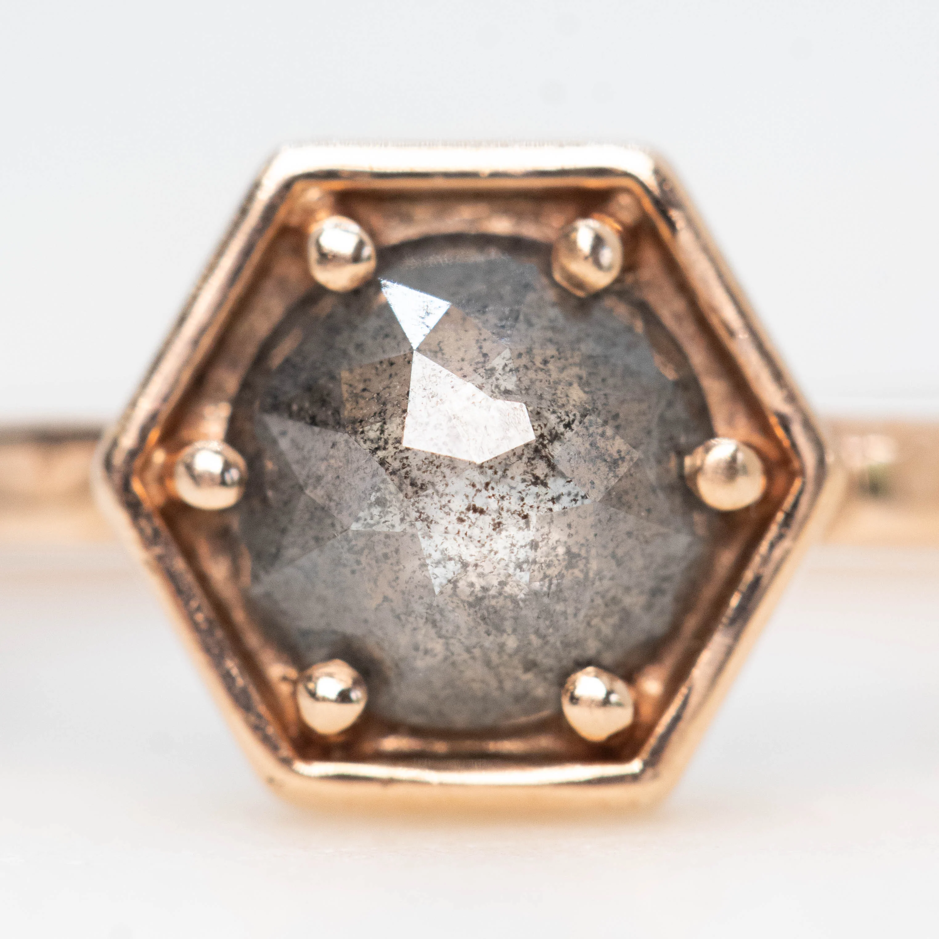 Rhetta Ring with a 0.70 Carat Gray Salt and Pepper Diamond in 10k Rose Gold - Ready to Size and Ship - Image 7
