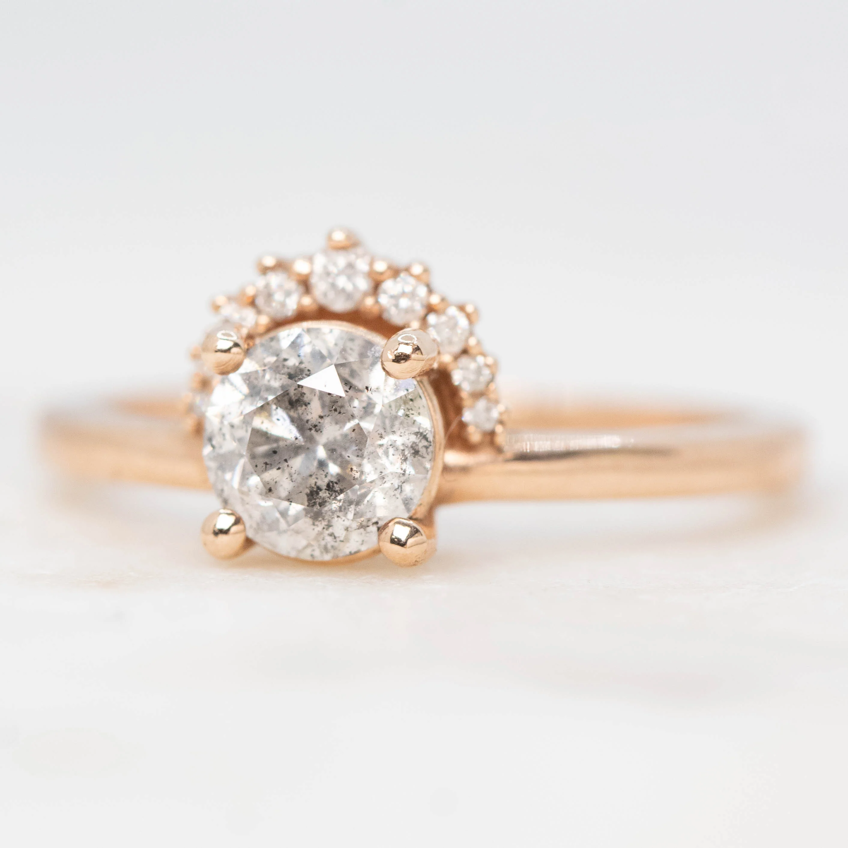 Lonnie Ring with a 1.01 Carat Round Gray Salt and Pepper Diamond in 10k Rose Gold - Ready to Size and Ship - Image 3