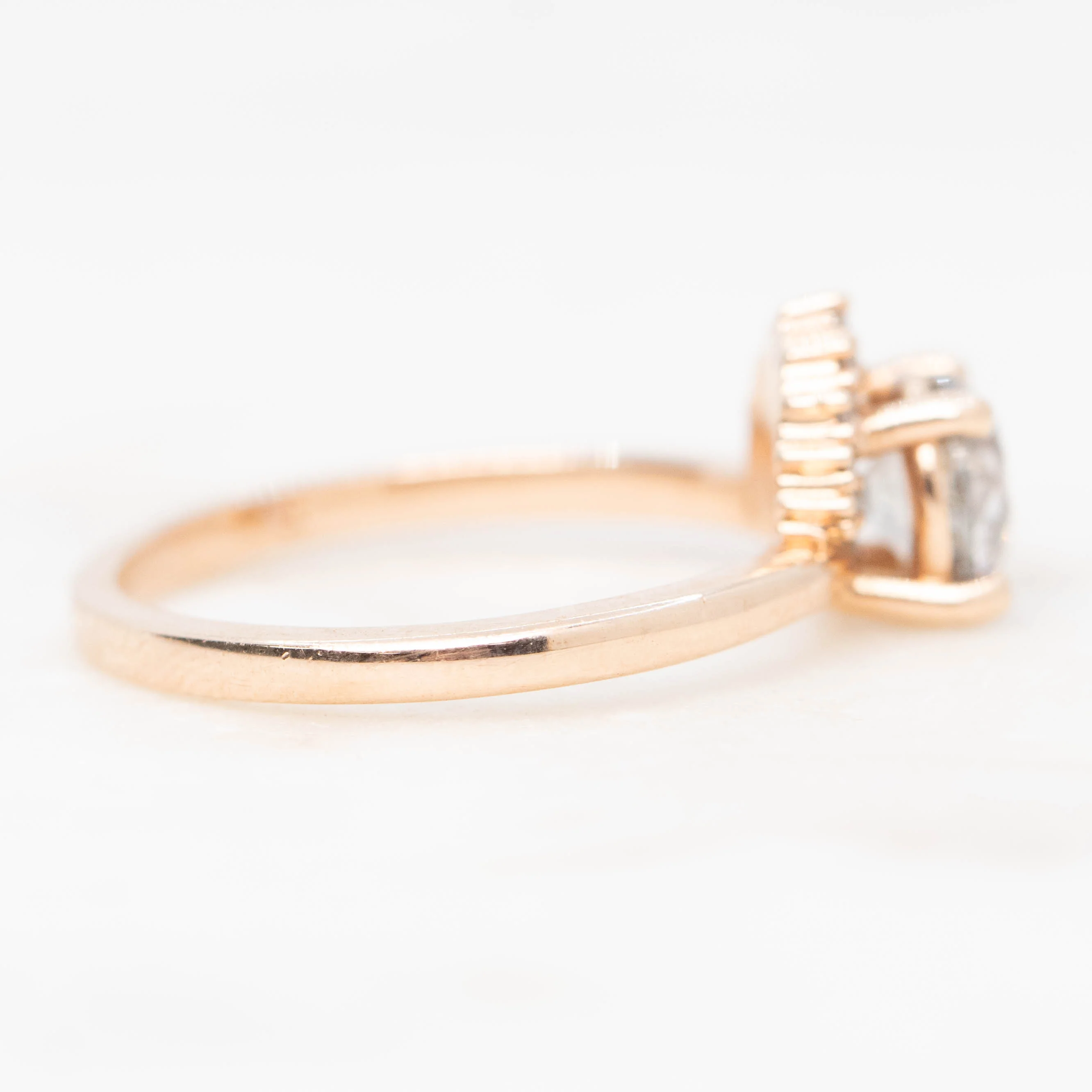 Lonnie Ring with a 1.01 Carat Round Gray Salt and Pepper Diamond in 10k Rose Gold - Ready to Size and Ship - Image 5