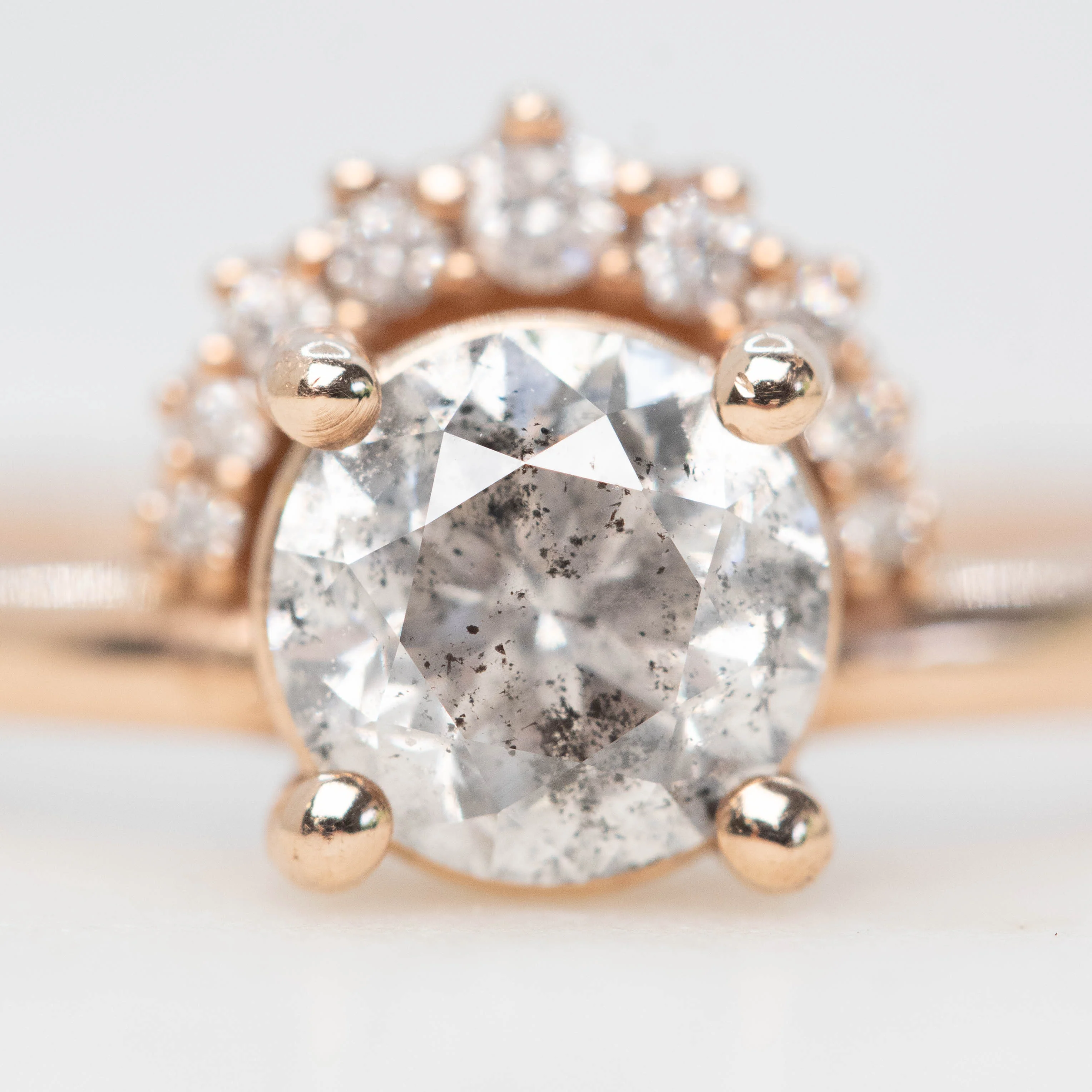 Lonnie Ring with a 1.01 Carat Round Gray Salt and Pepper Diamond in 10k Rose Gold - Ready to Size and Ship - Image 6