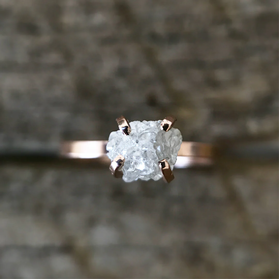 Rough Diamond Solitaire Ring - Made to Order - Image 4