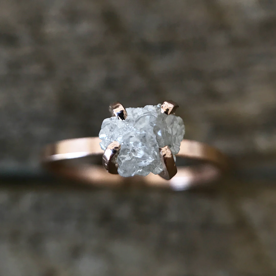 Rough Diamond Solitaire Ring - Made to Order - Image 5