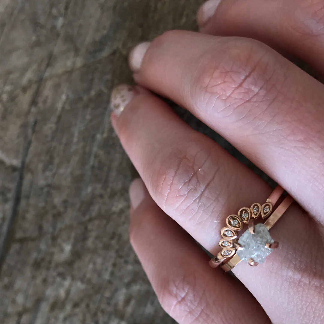 Rough Diamond Solitaire Ring - Made to Order - Image 6