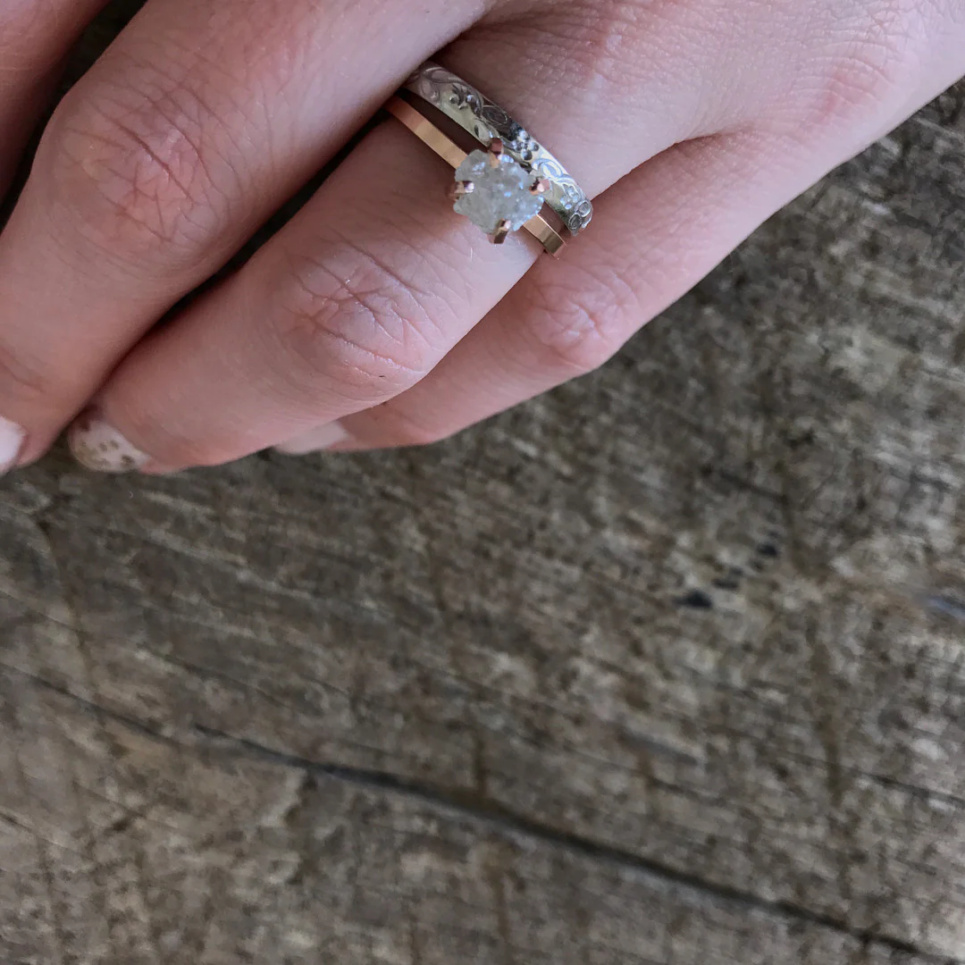 Rough Diamond Solitaire Ring - Made to Order - Image 7