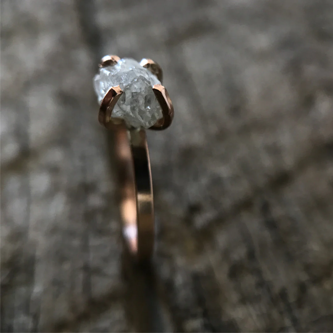 Rough Diamond Solitaire Ring - Made to Order - Image 9