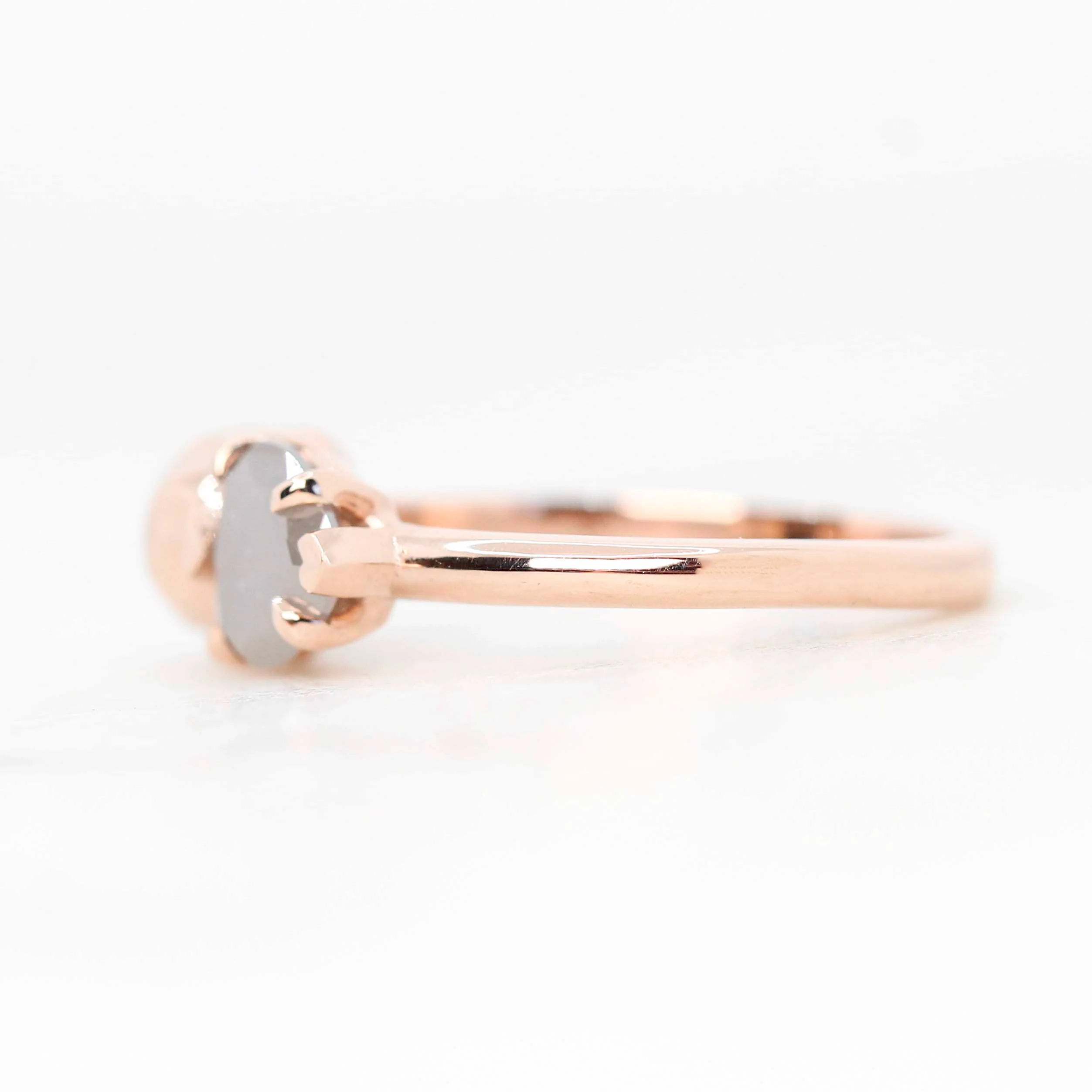 Skull Ring with a 0.83 Carat Misty Gray Heart-Shaped Salt and Pepper Diamond and Hidden Diamond in 14k Rose Gold - Ready to Size and Ship - Image 4