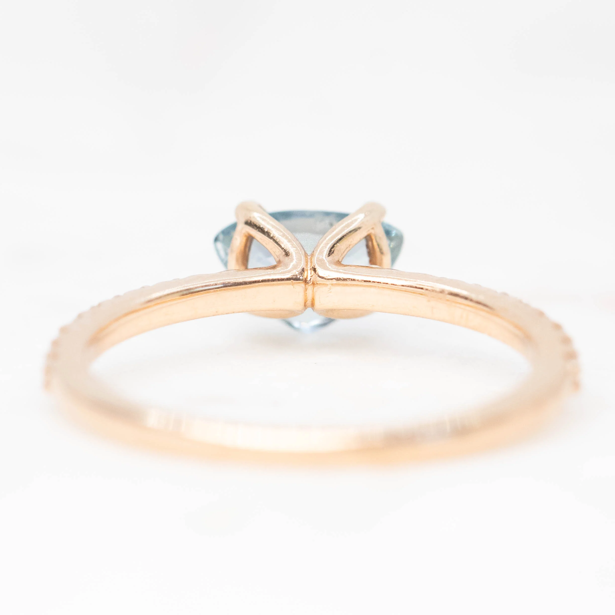 Gayle Ring with a 1.03 Carat Teal Trillion Sapphire and White Accent Diamonds in 14k Rose Gold - Ready to Size and Ship - Image 5