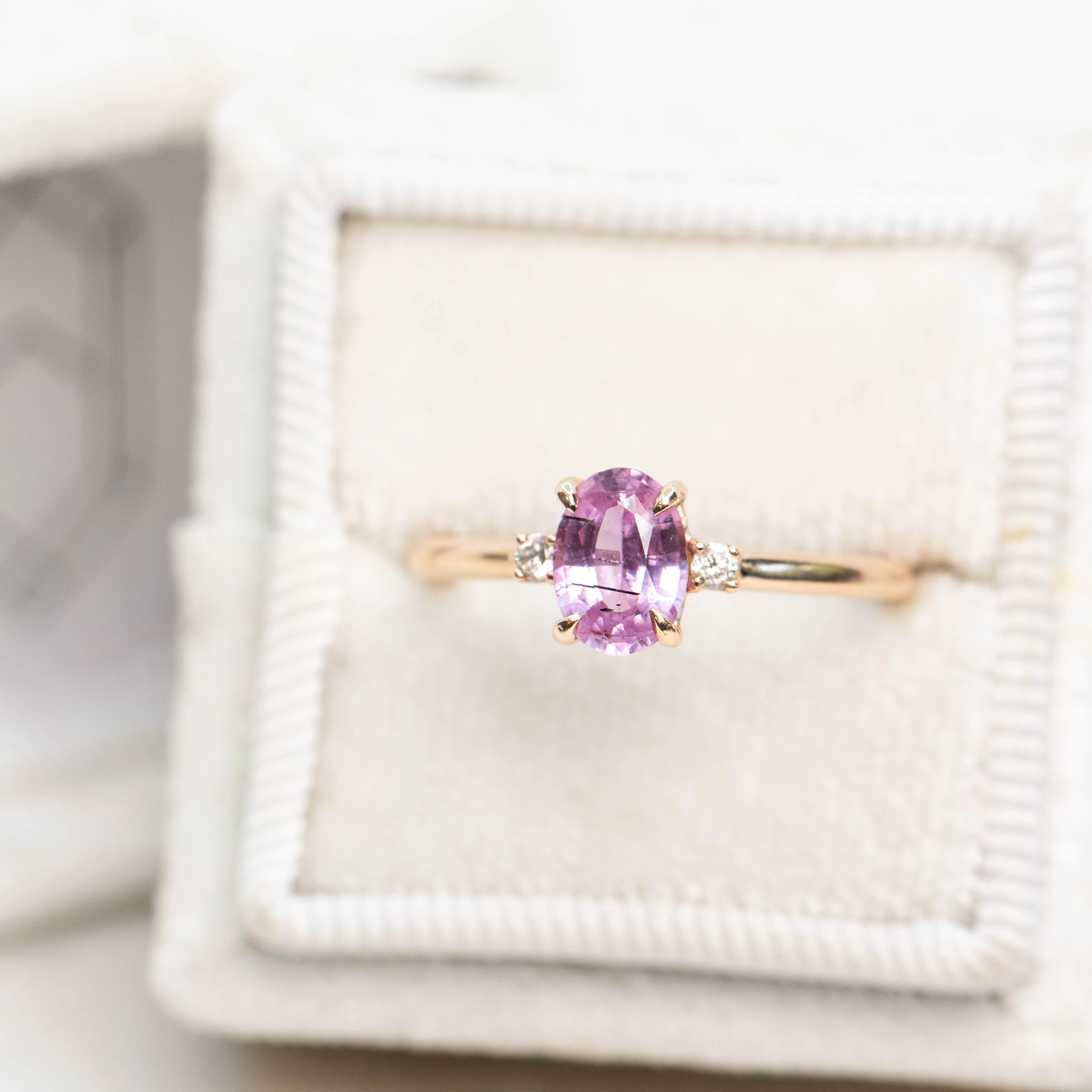 Terra Ring with a 1.05 Carat Pink Oval Sapphire and White Accent Diamonds in 14k Rose Gold - Ready to Size and Ship - Image 10