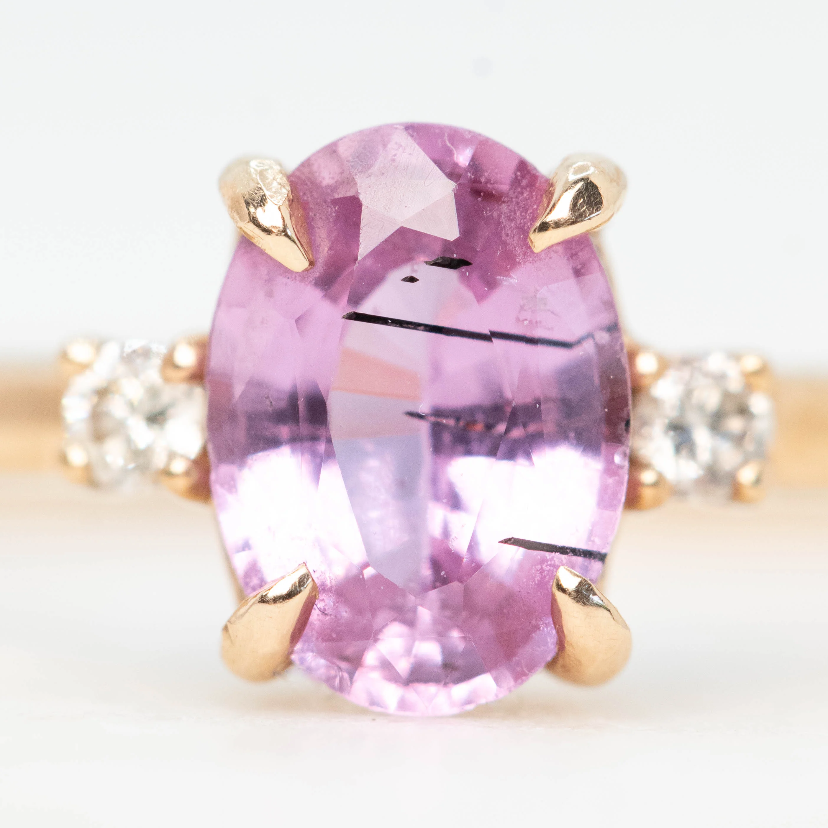 Terra Ring with a 1.05 Carat Pink Oval Sapphire and White Accent Diamonds in 14k Rose Gold - Ready to Size and Ship - Image 7